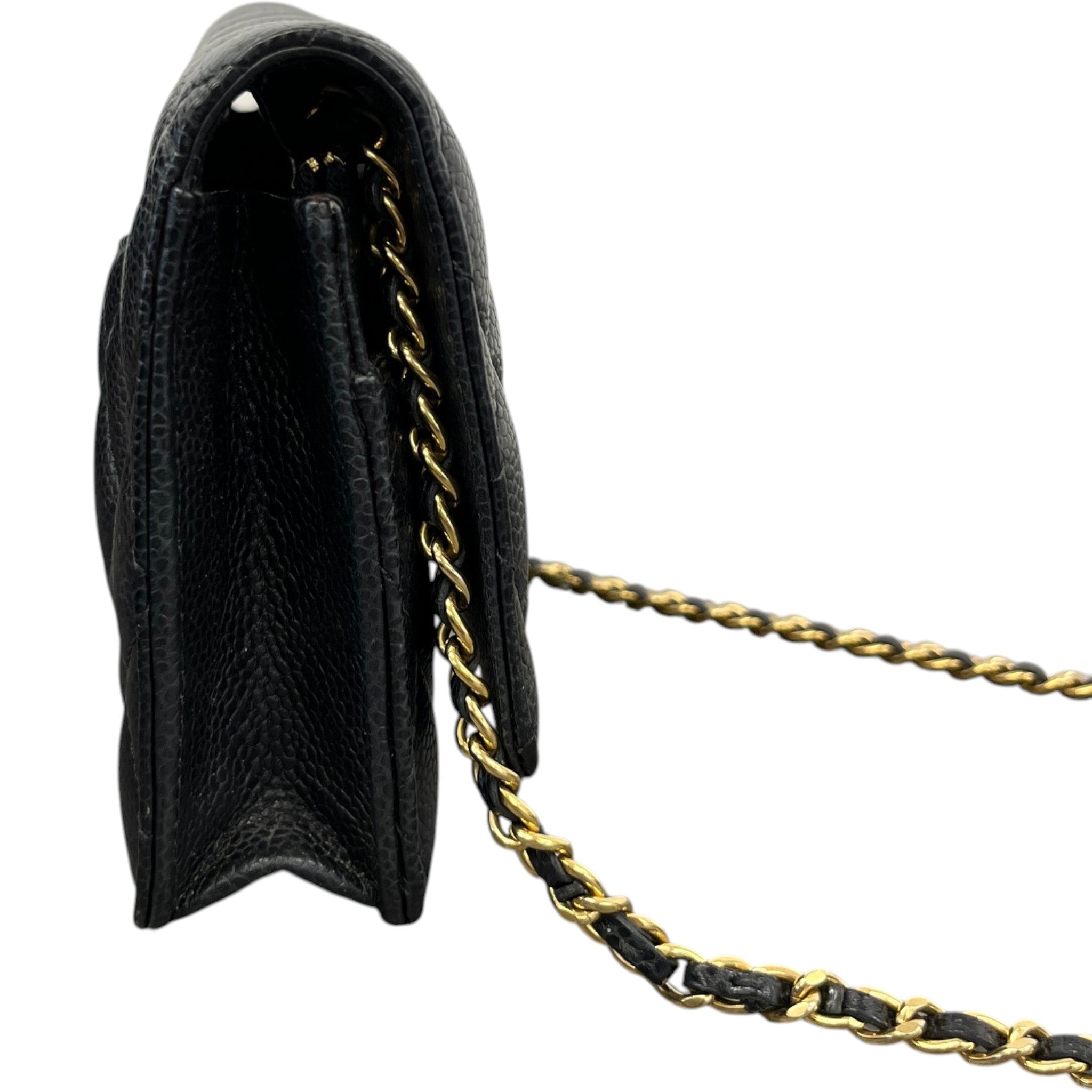 Women's Caviar Quilted Classic Wallet On Chain Bag Black