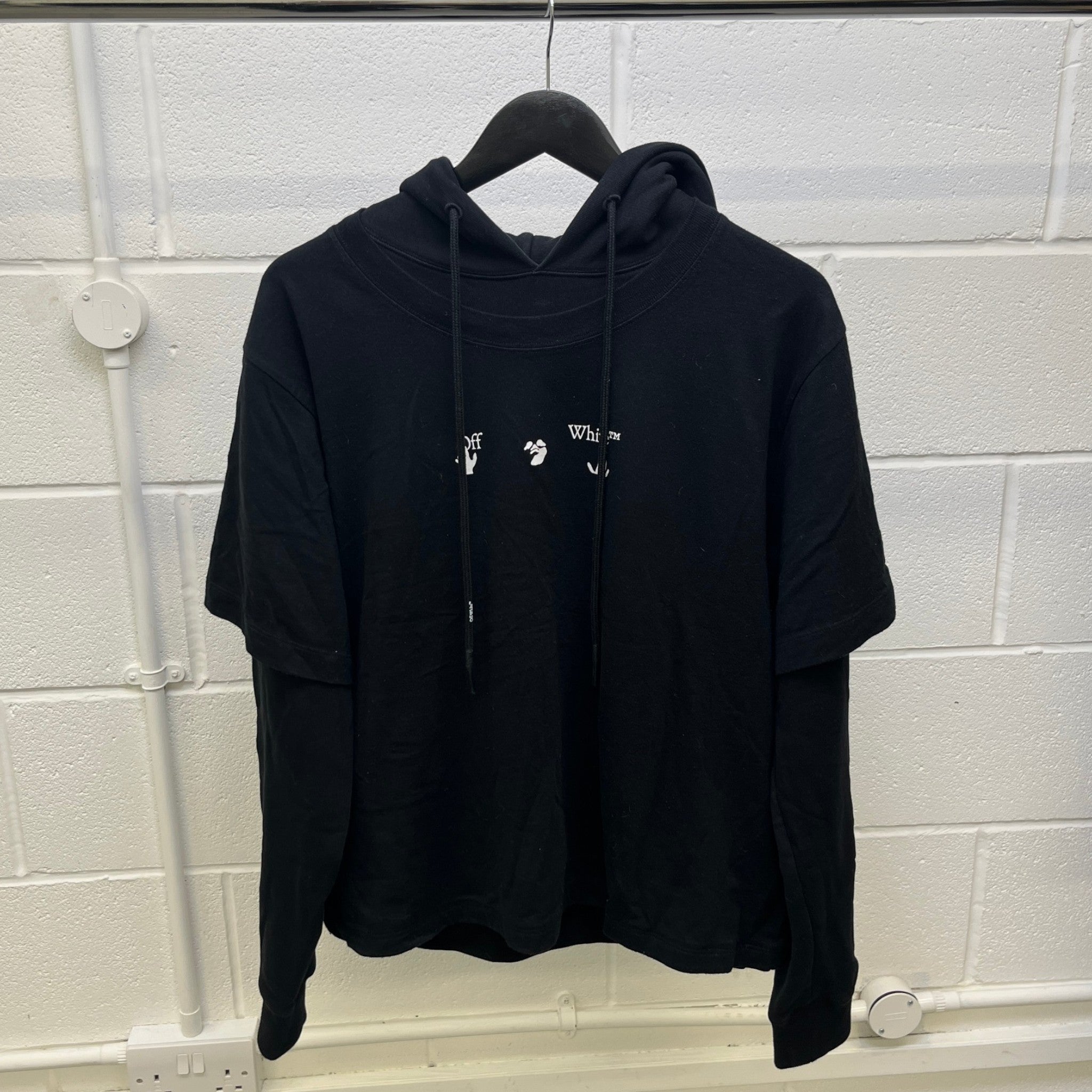 Men's Marker Arrows Layered Hoodie Black Size S