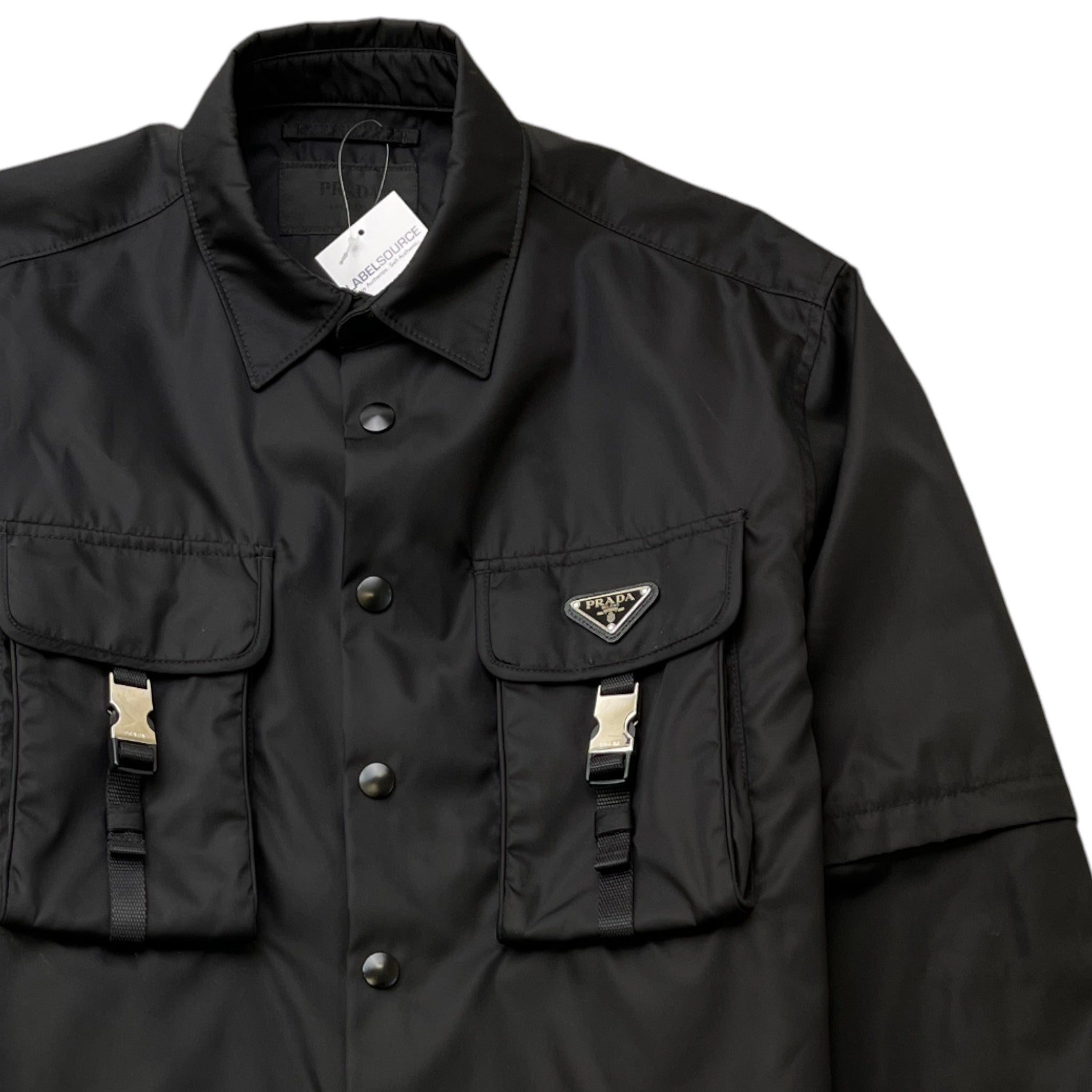 Men's Plaque Logo Re-Nylon Jacket Black Size L