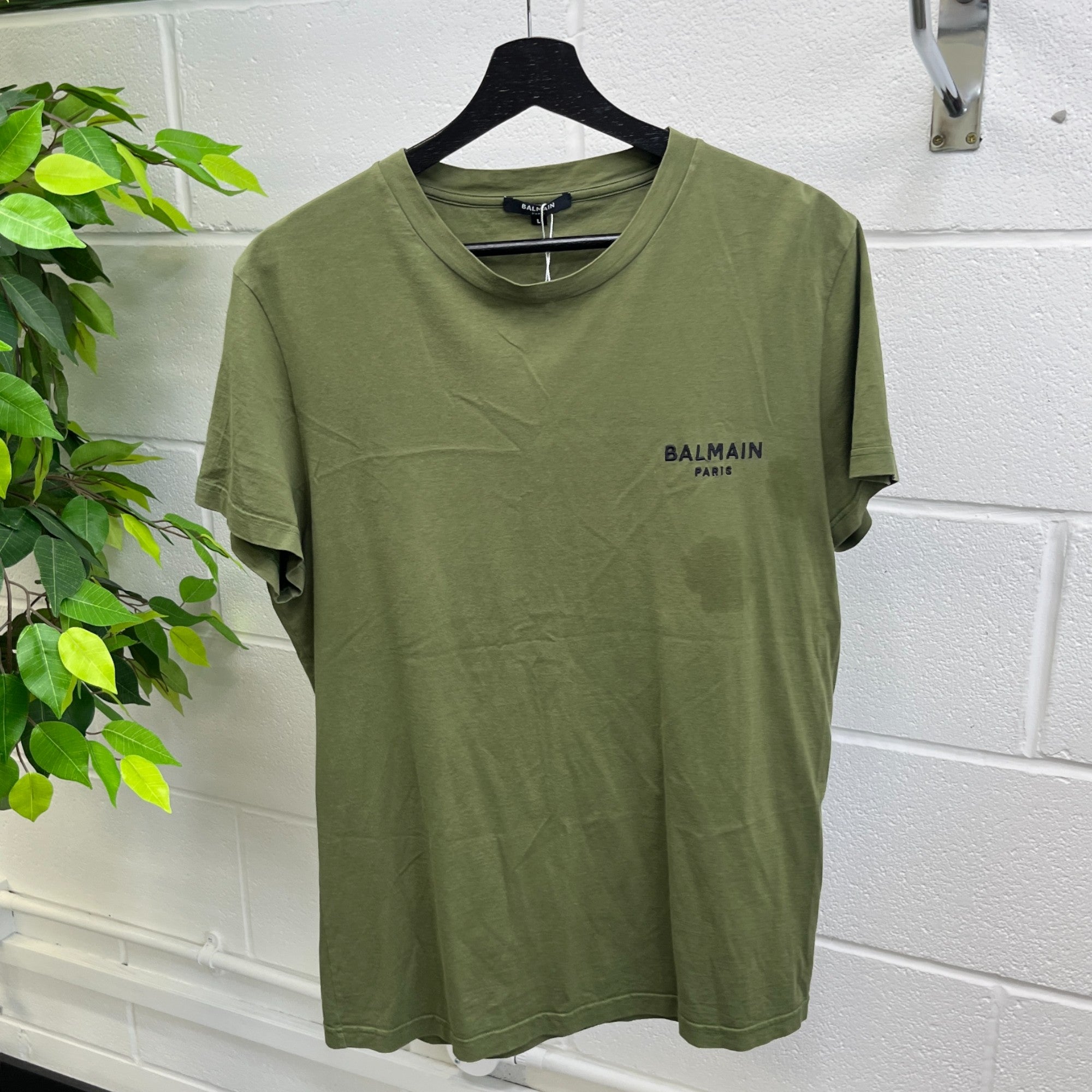 Men's Embroidered Logo T-Shirt Khaki Size L