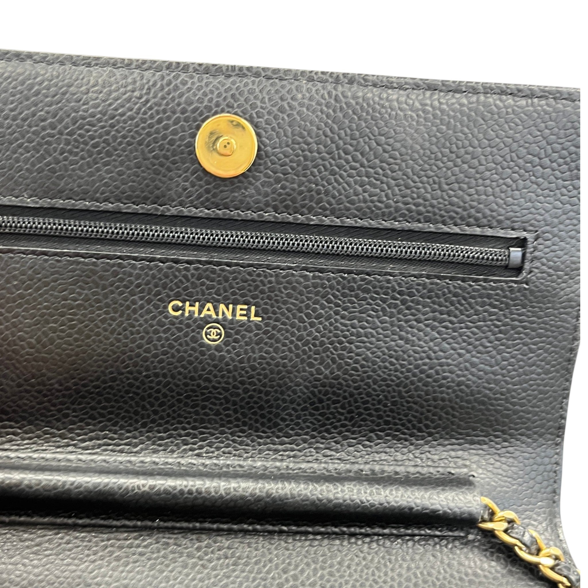 Women's Caviar Quilted Classic Wallet On Chain Bag Black