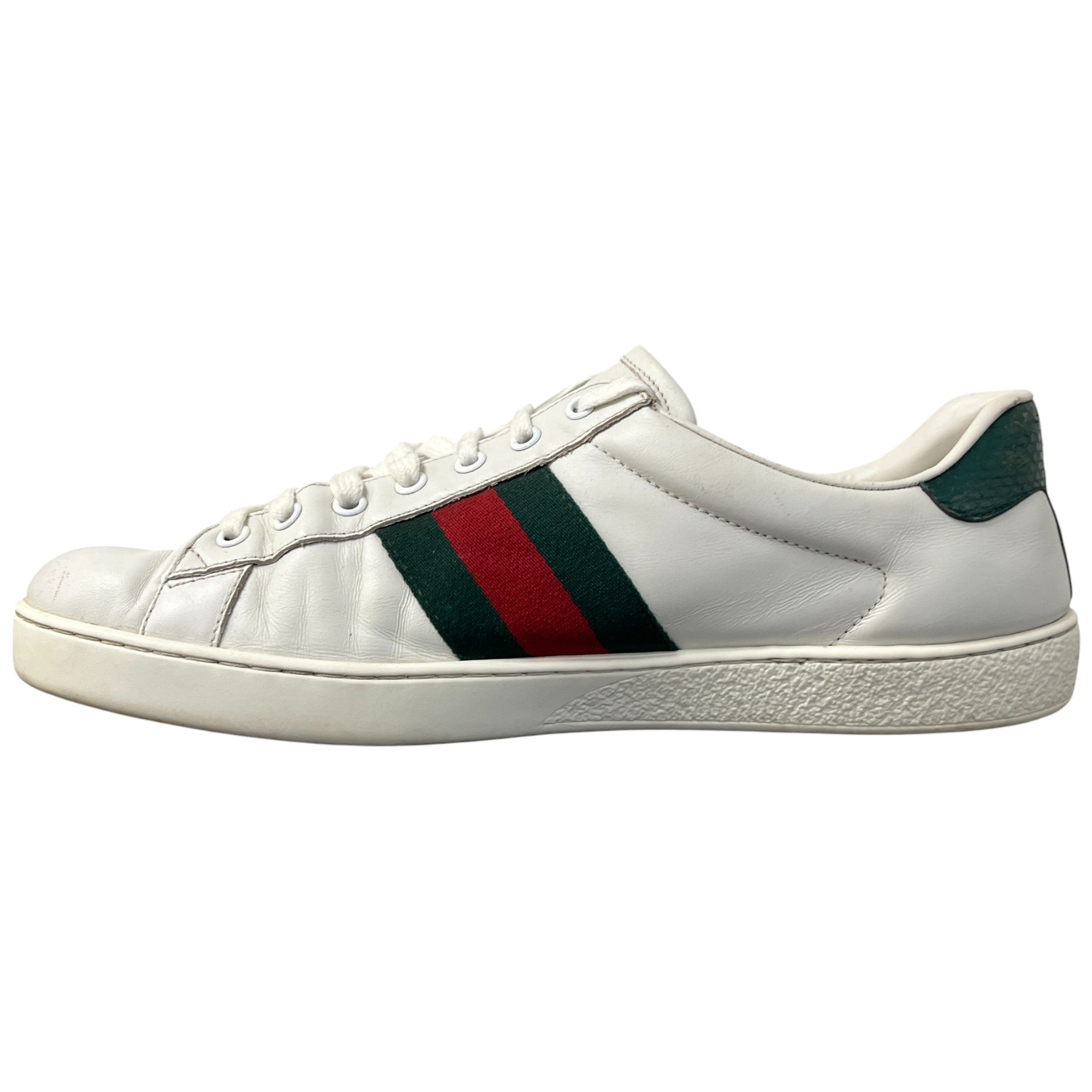 Men's Ace Embroidered Snake Low Trainers White Size EU 44 / UK 10