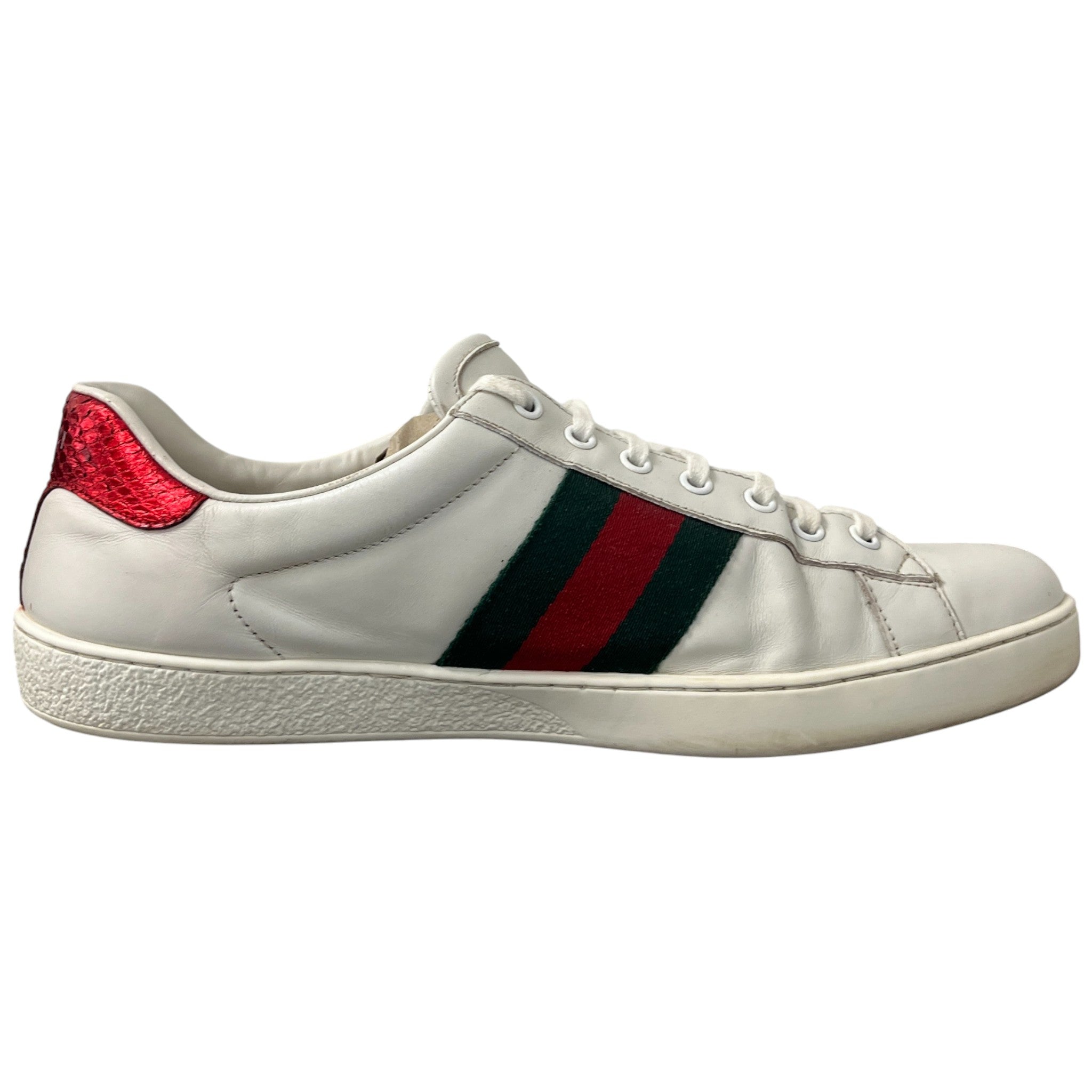 Men's Ace Embroidered Snake Low Trainers White Size EU 44 / UK 10