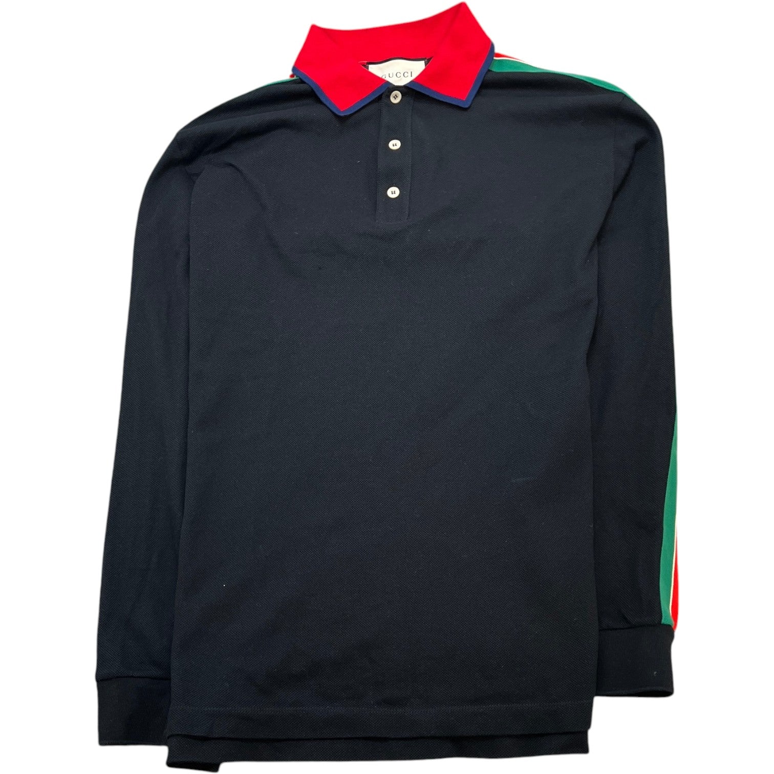Men's Side Stripe Logo Polo Shirt Black Size L