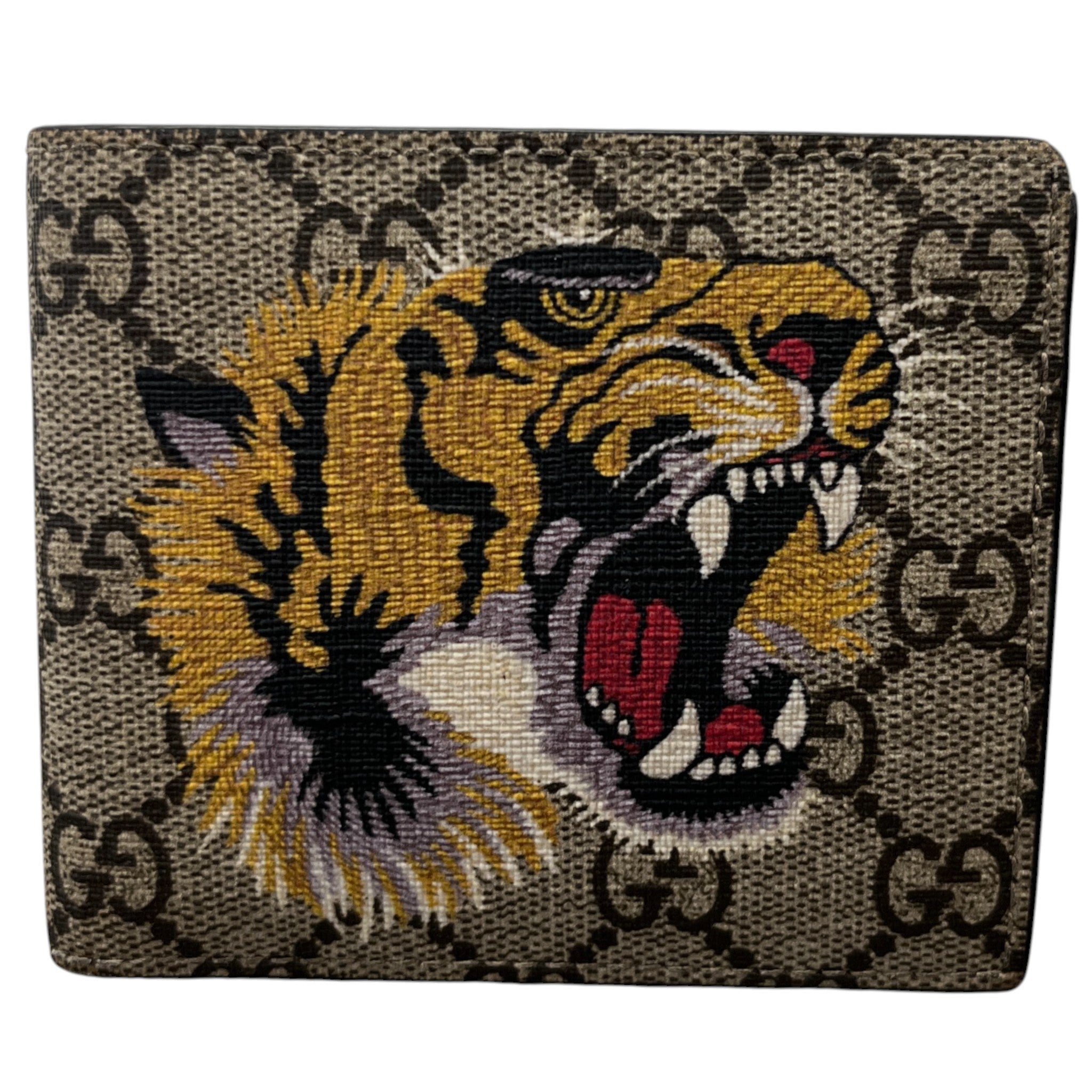 Men's Gg Supreme Tiger Print Wallet Brown
