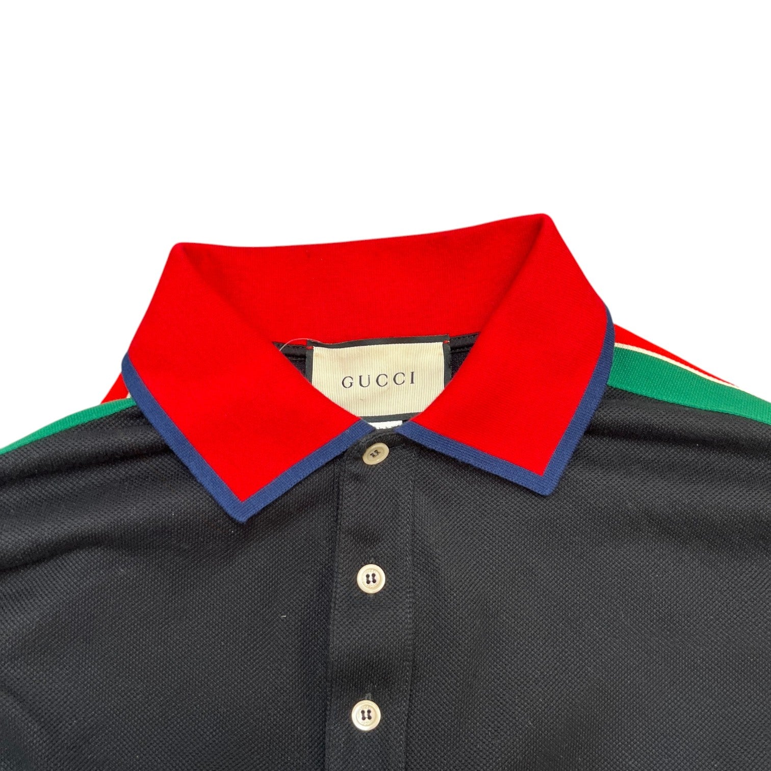 Men's Side Stripe Logo Polo Shirt Black Size L