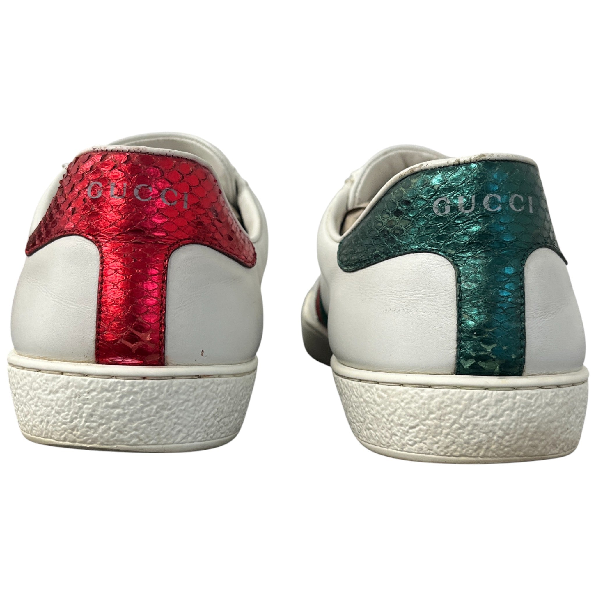 Men's Ace Embroidered Snake Low Trainers White Size EU 44 / UK 10