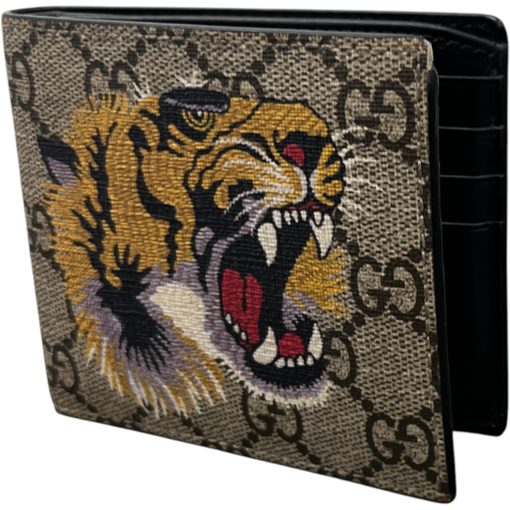 Men's Gg Supreme Tiger Print Wallet Brown
