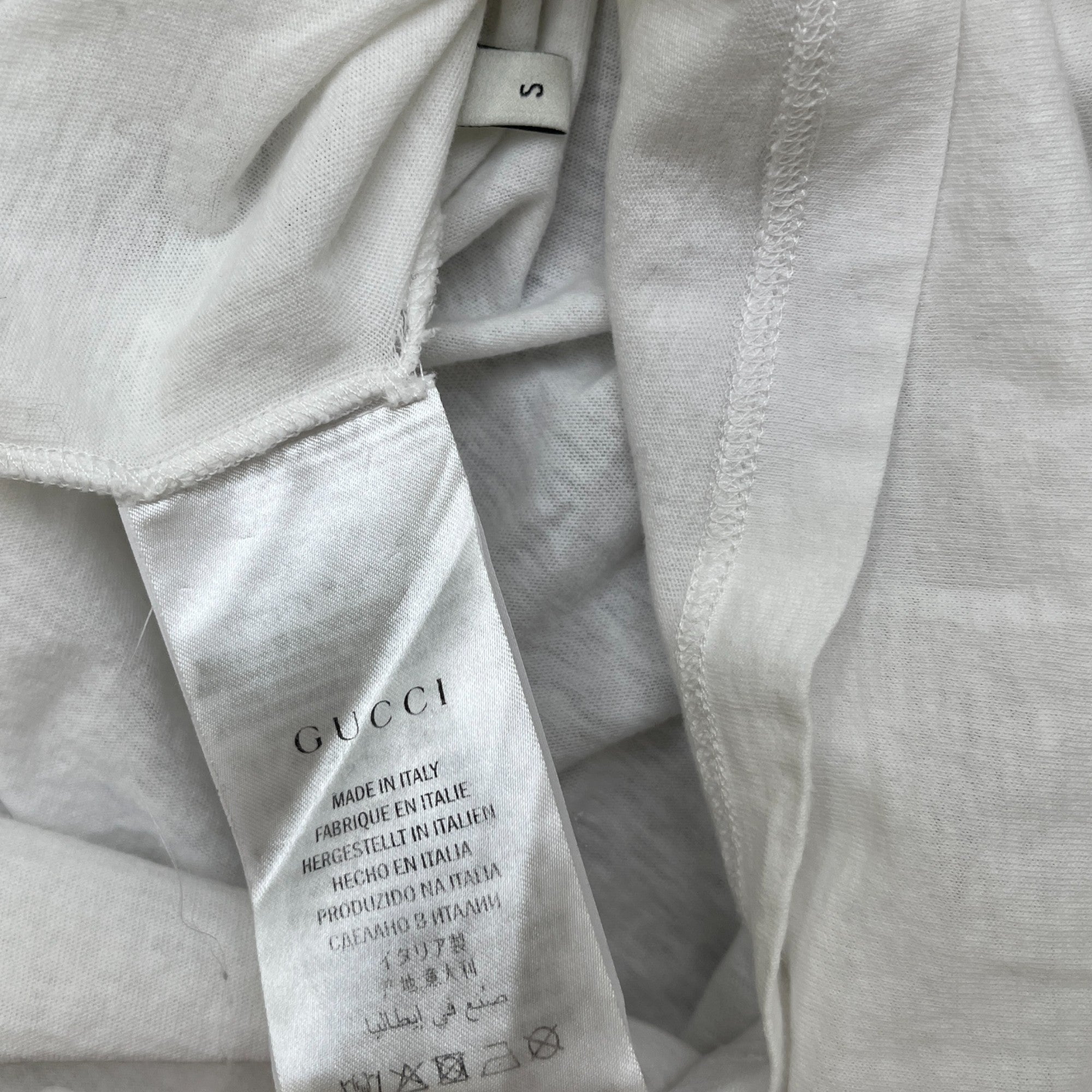 Men's Distressed Logo Print T-Shirt White Size S