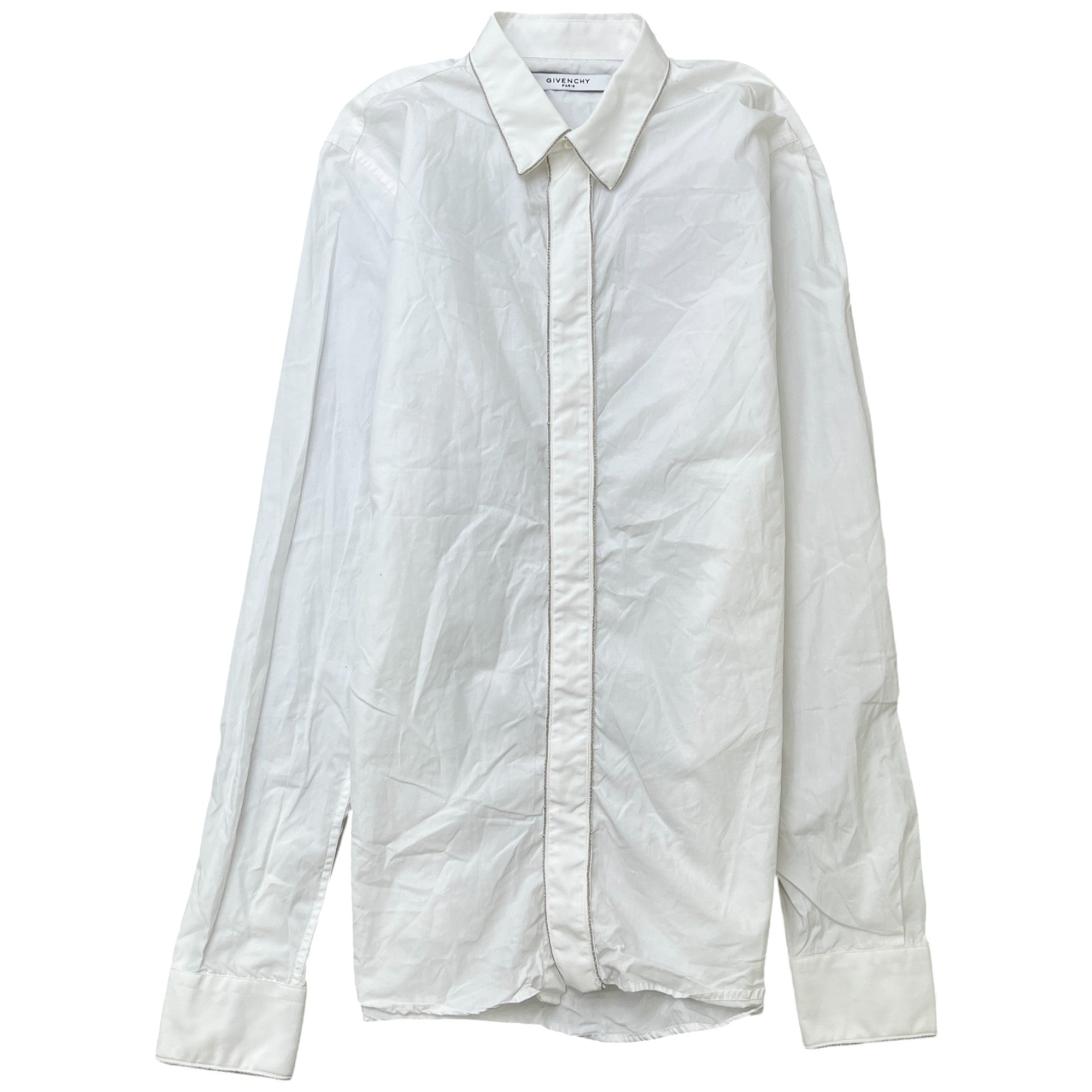 Men's Embellished Long Sleeve Shirt White Size S