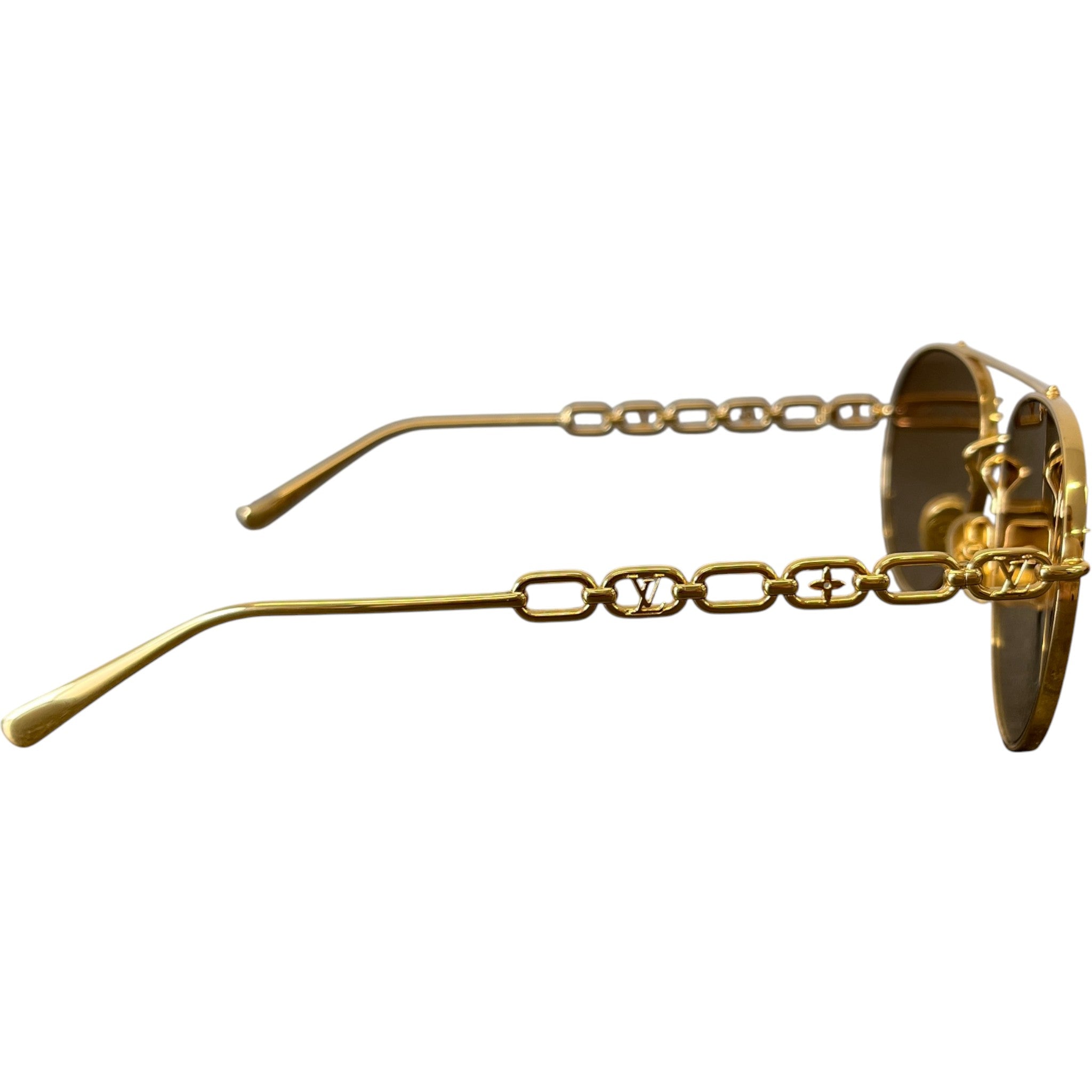 Women's Z1539W My Lv Chain Pilot Sunglasses Gold