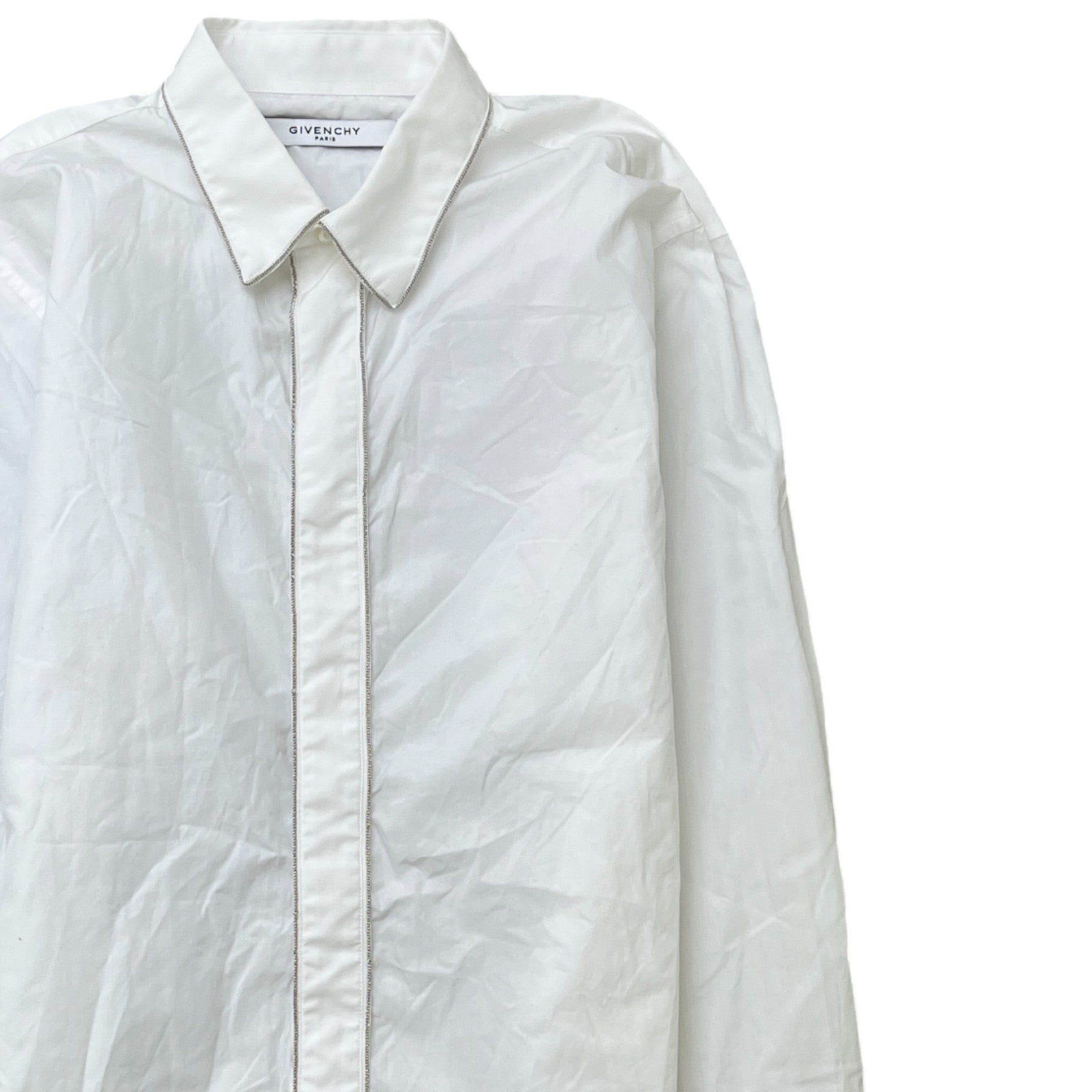 Men's Embellished Long Sleeve Shirt White Size S