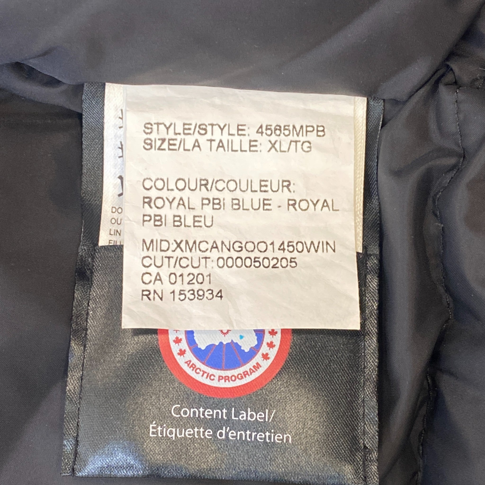 Men's Expedition Parka Down Jacket Blue Size XL