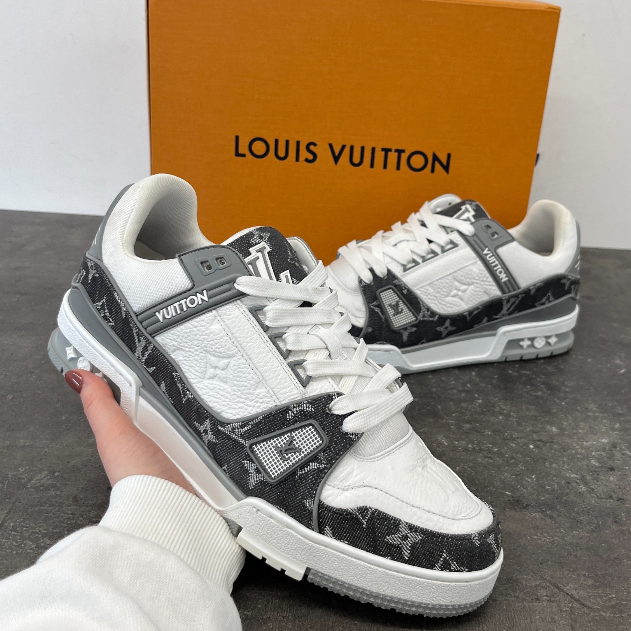 Men's Lv Denim Low Trainers Grey Size EU 42 / UK 8