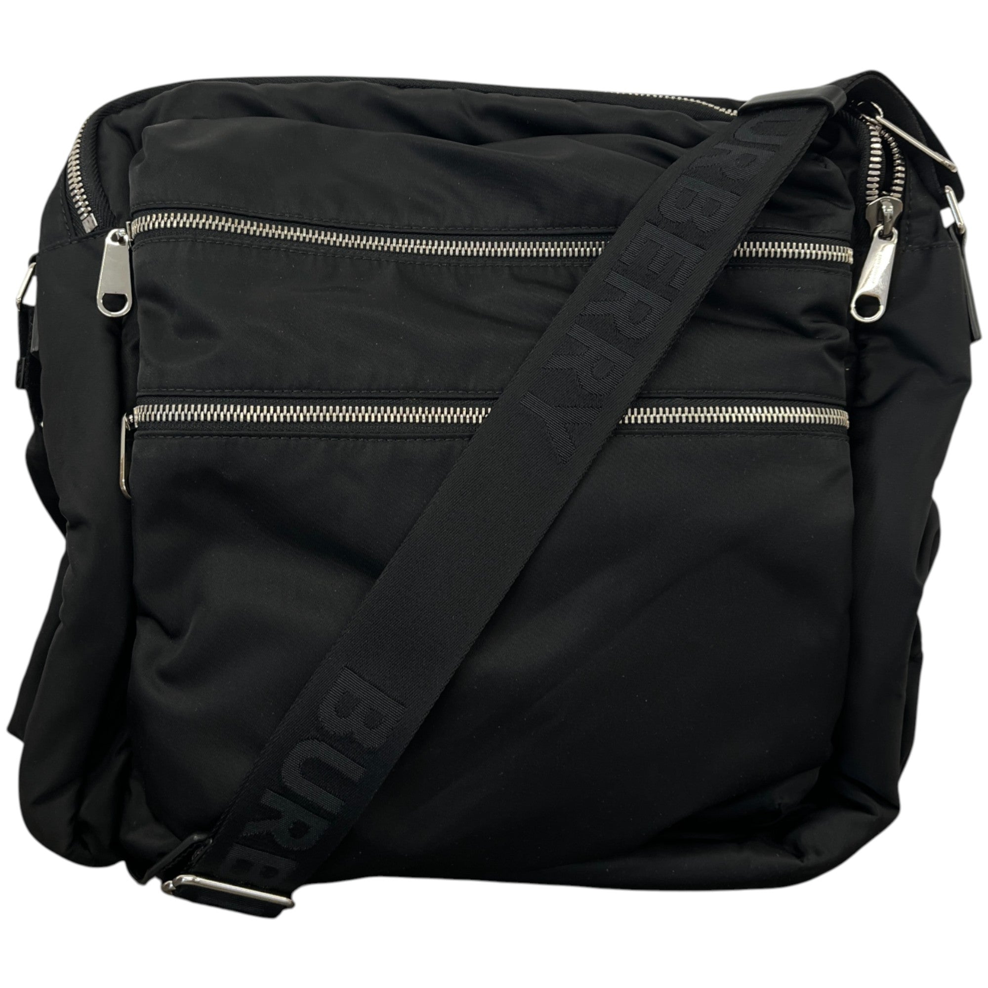 Men's Nylon Logo Messenger Bag Black
