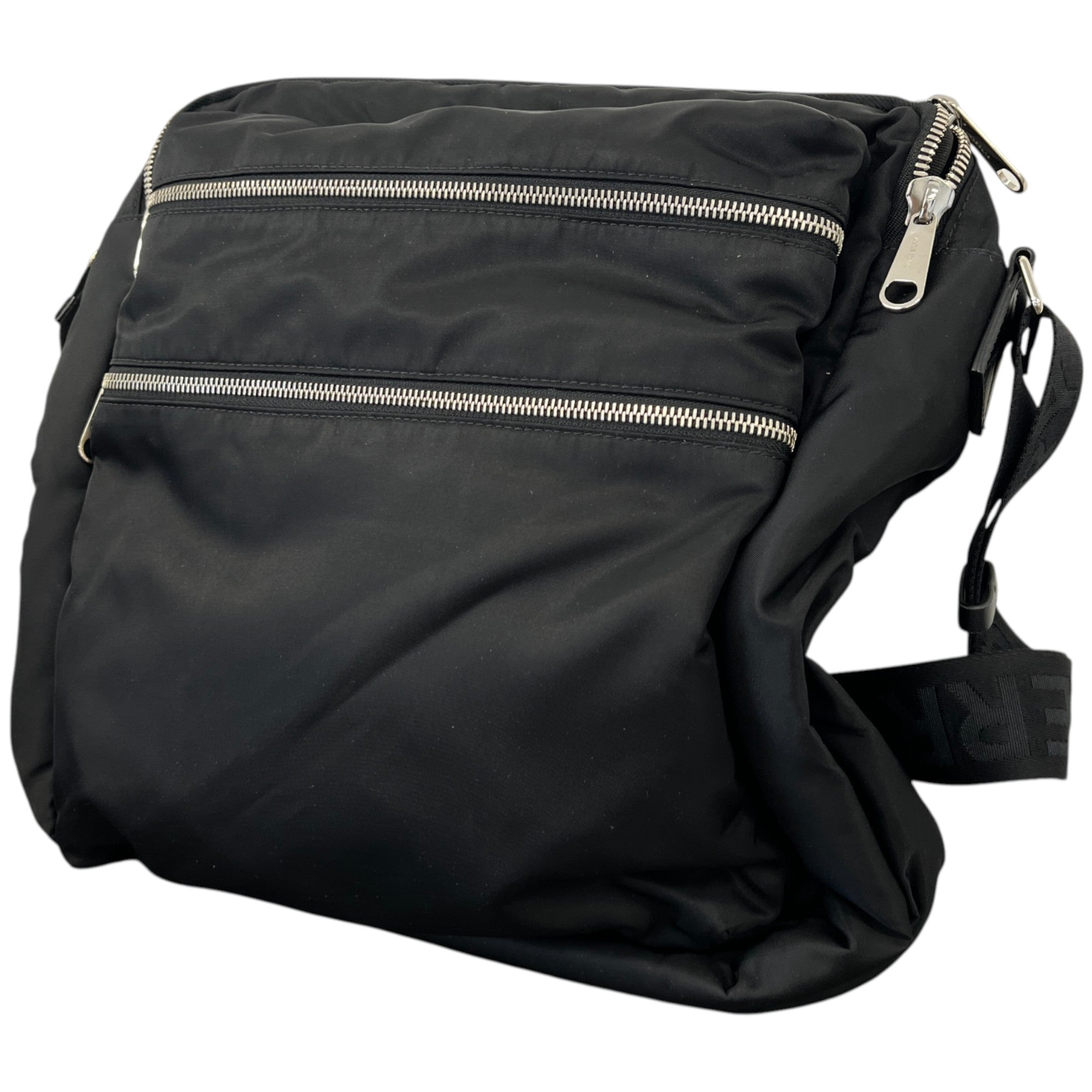 Men's Nylon Logo Messenger Bag Black