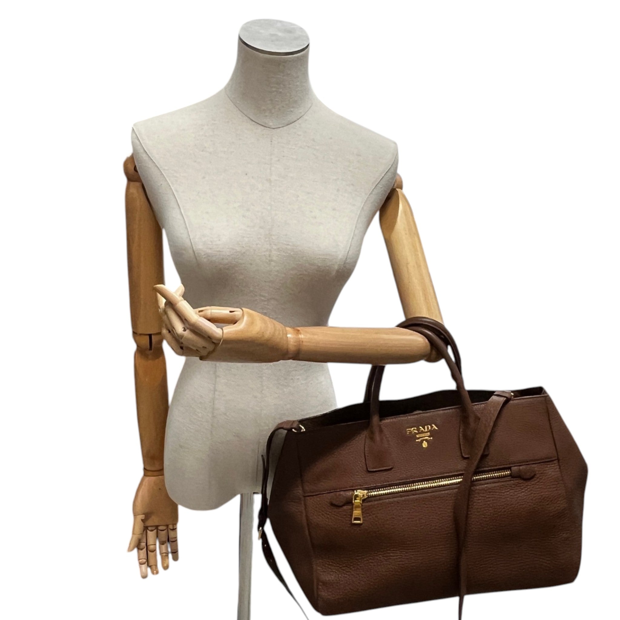 Women's Vitello Daino Handbag Brown