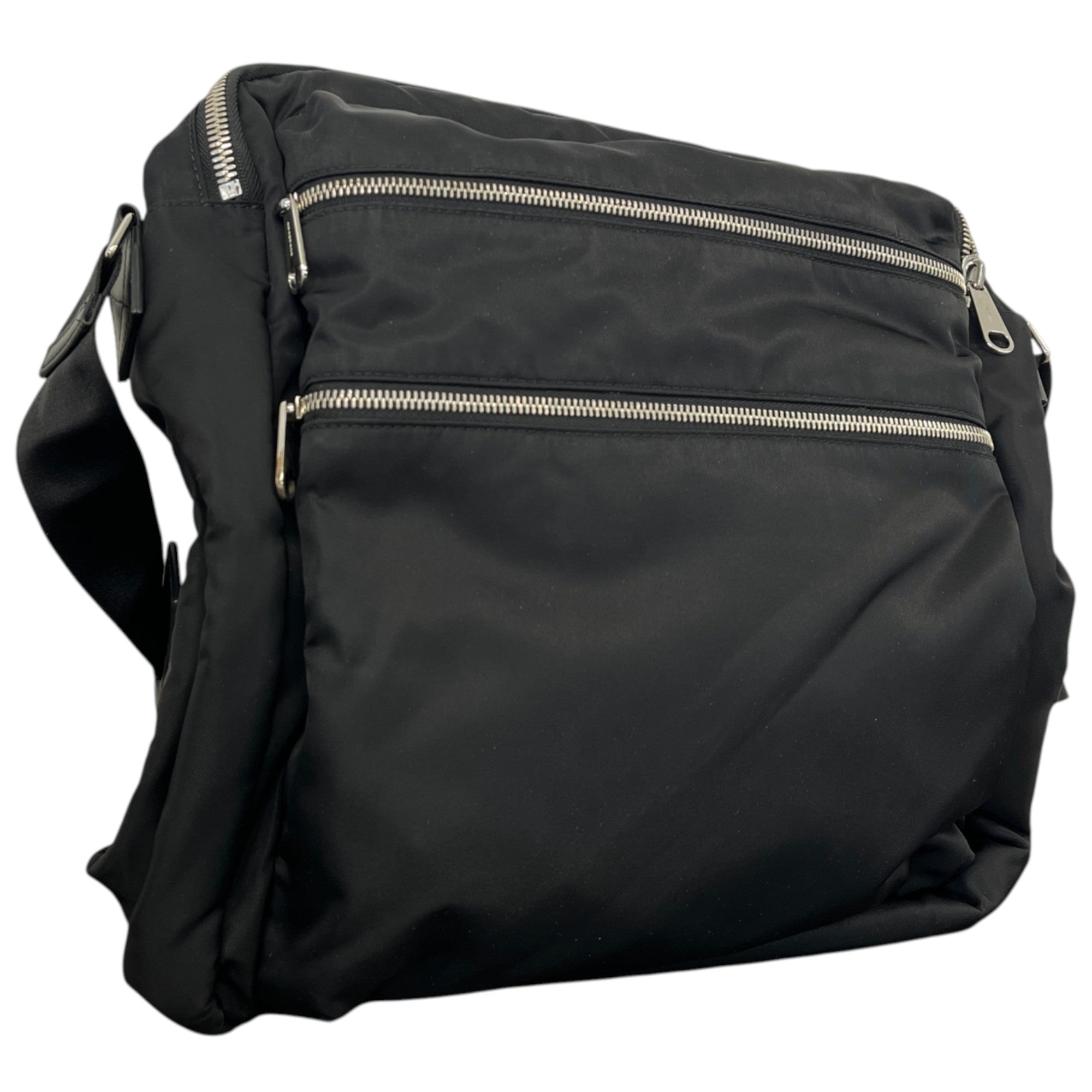 Men's Nylon Logo Messenger Bag Black