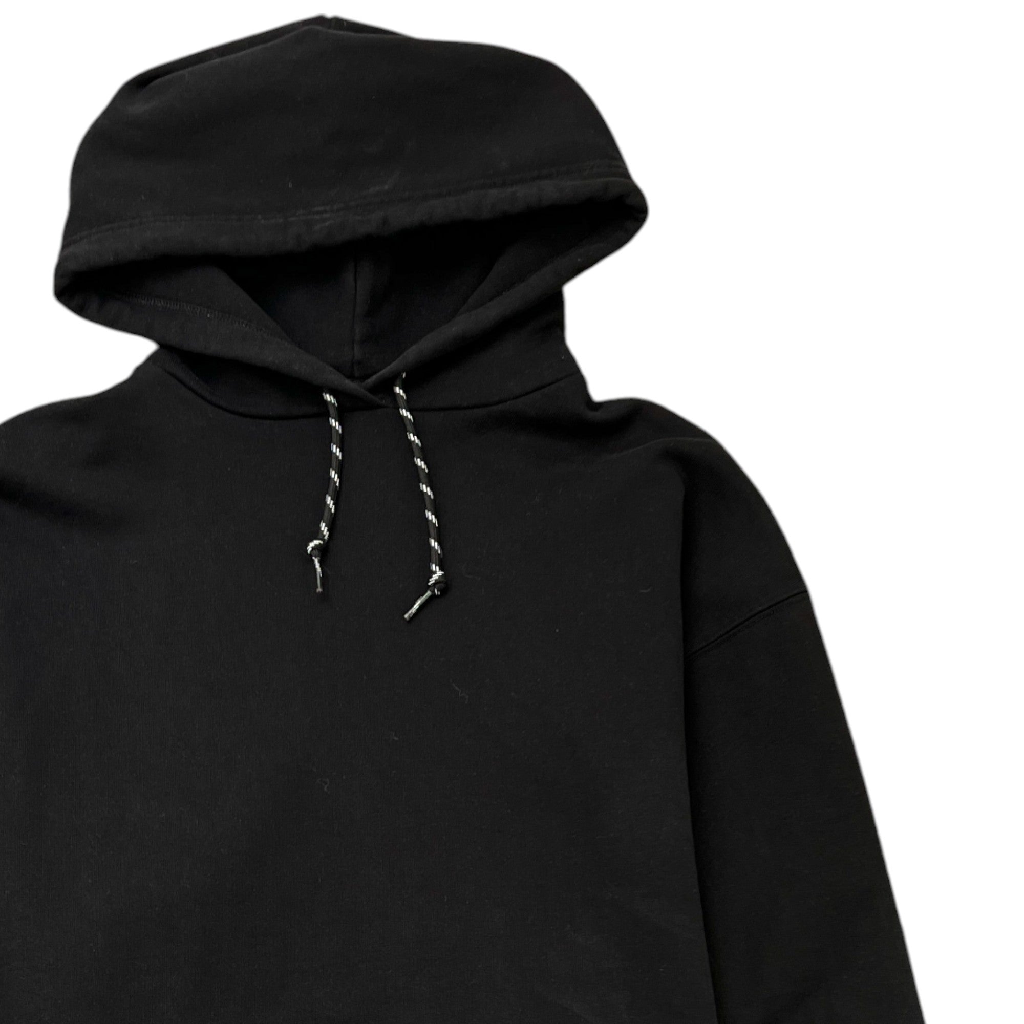Men's Oversized Distressed Logo Print Hoodie Black Size XS