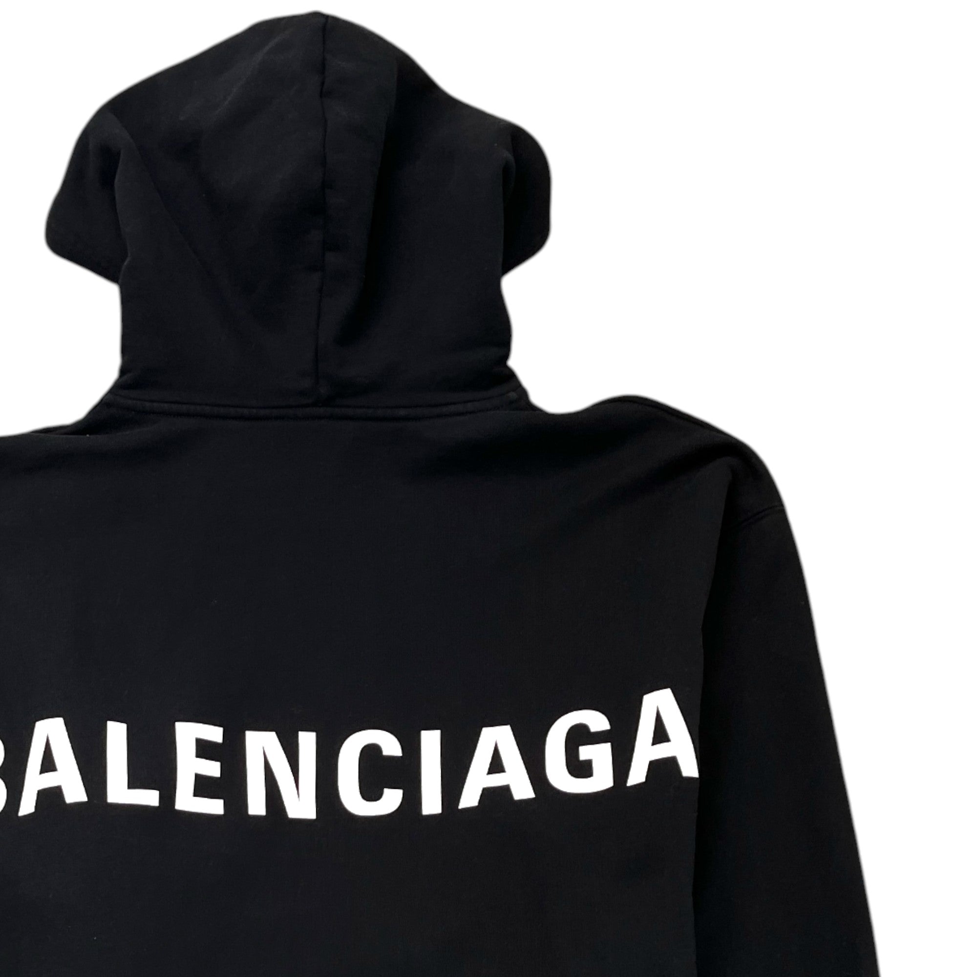 Men's Oversized Distressed Logo Print Hoodie Black Size XS