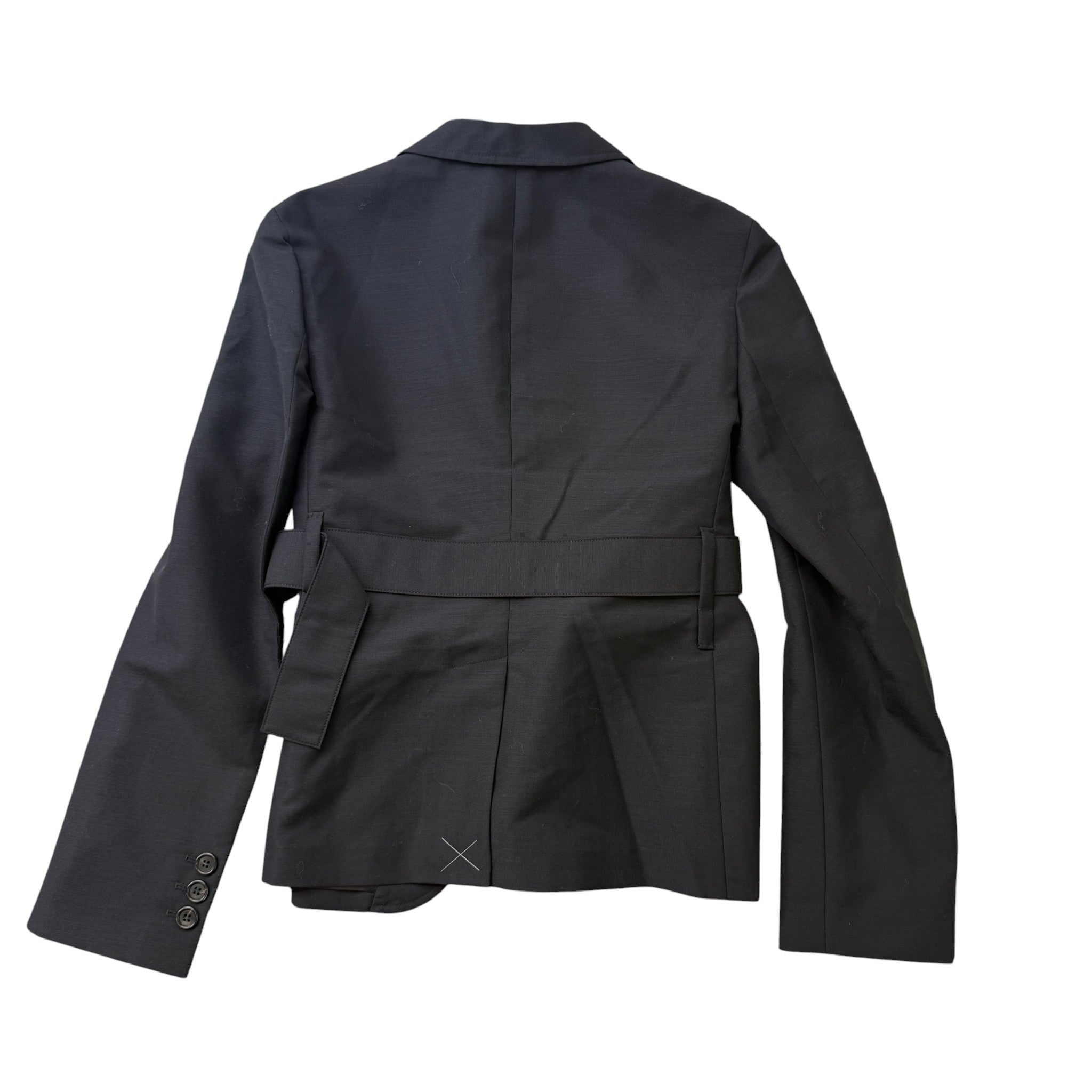Women's Double Breasted Belted Blazer Jacket Black Size M