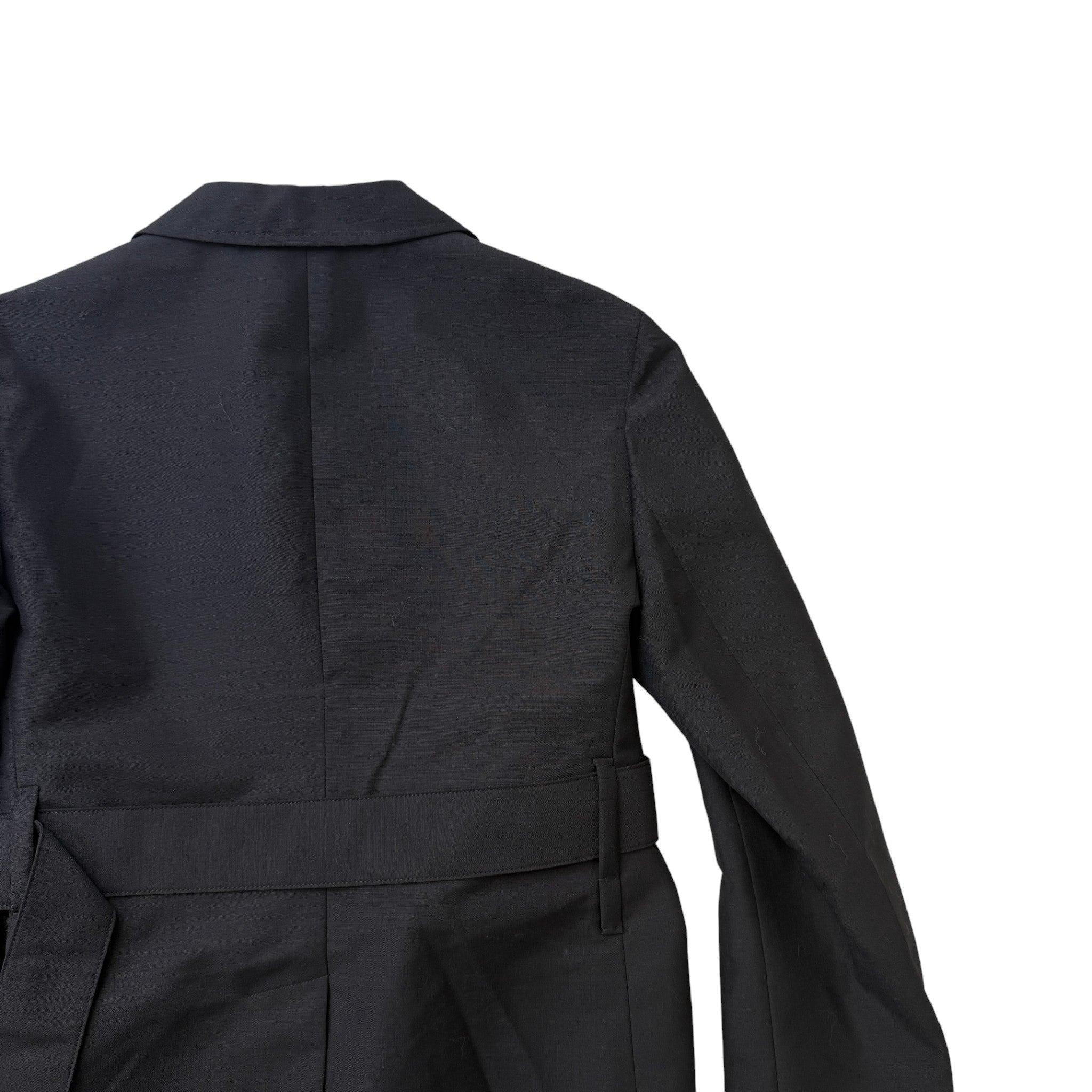 Women's Double Breasted Belted Blazer Jacket Black Size M
