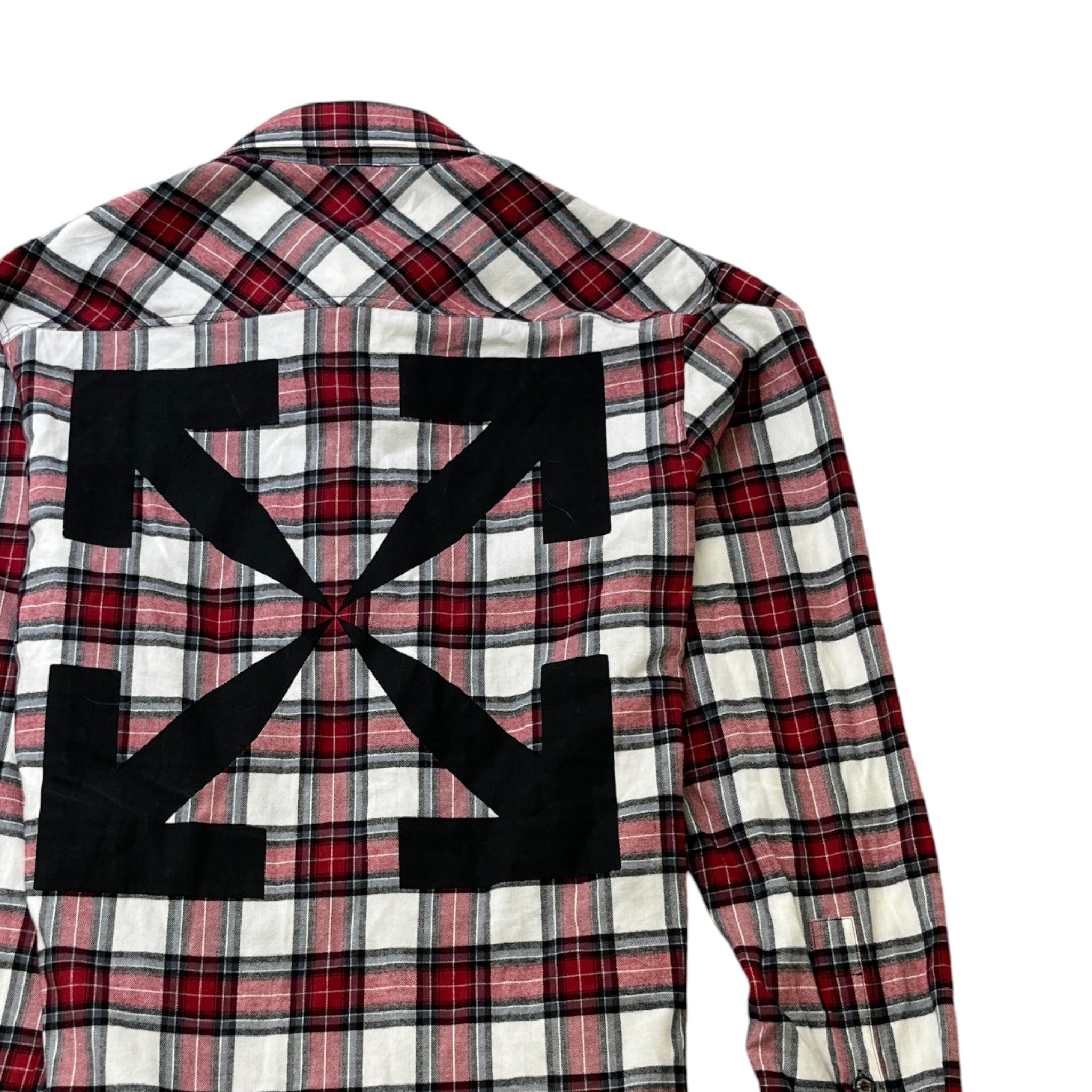 Men's Check Arrow Flannel Long Sleeve Shirt Red Size M