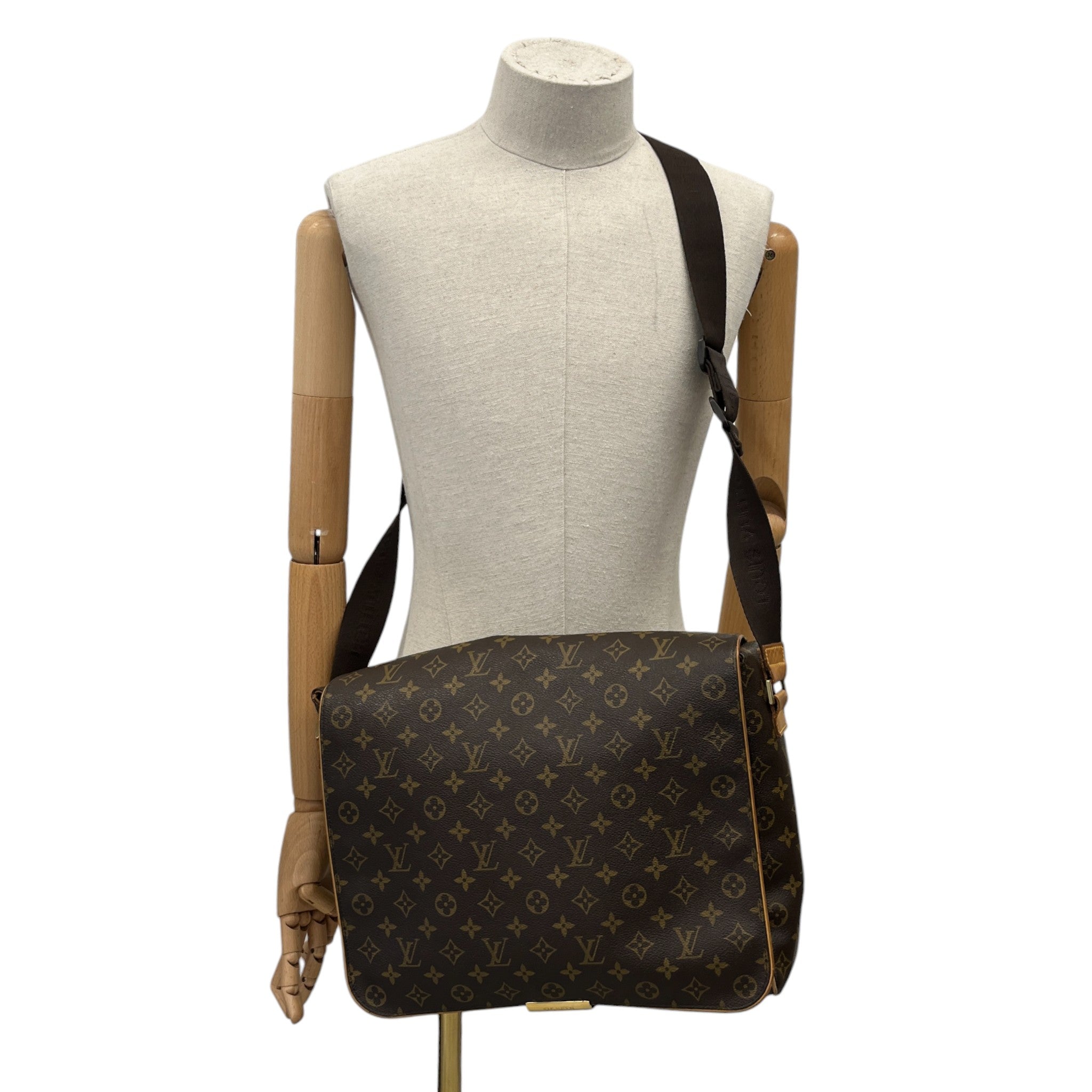 Men's Abbesses Monogram Messenger Bag Brown