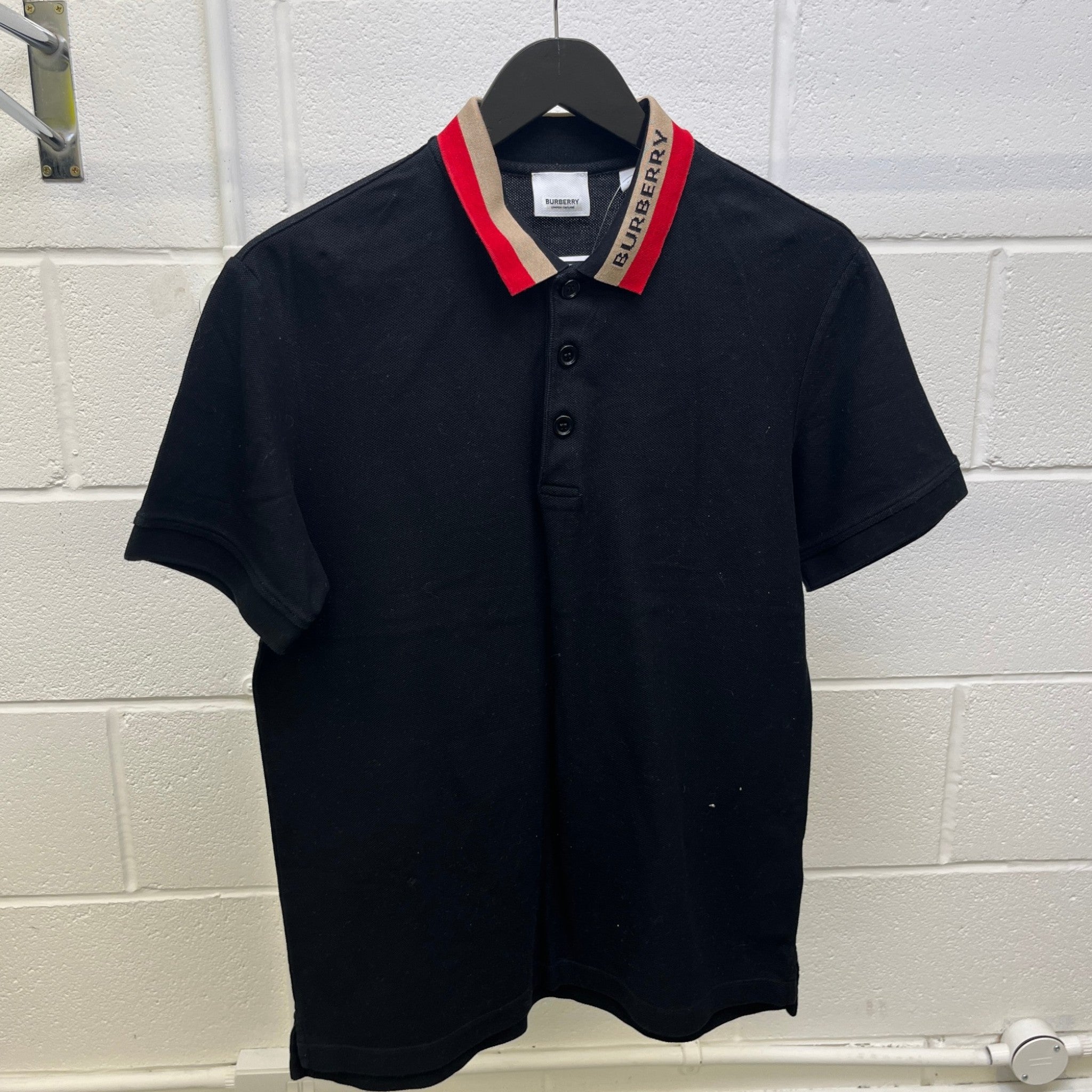 Men's Collar Logo Polo Shirt Black Size M