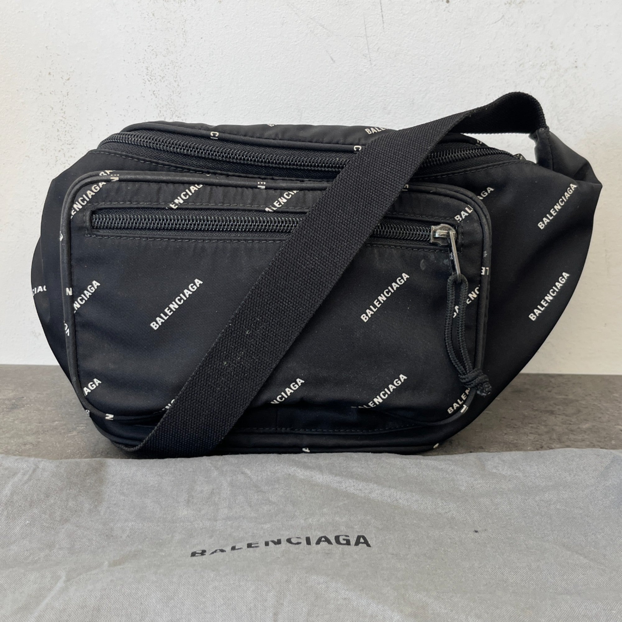 Men's Logo All Over Belt Bag Black