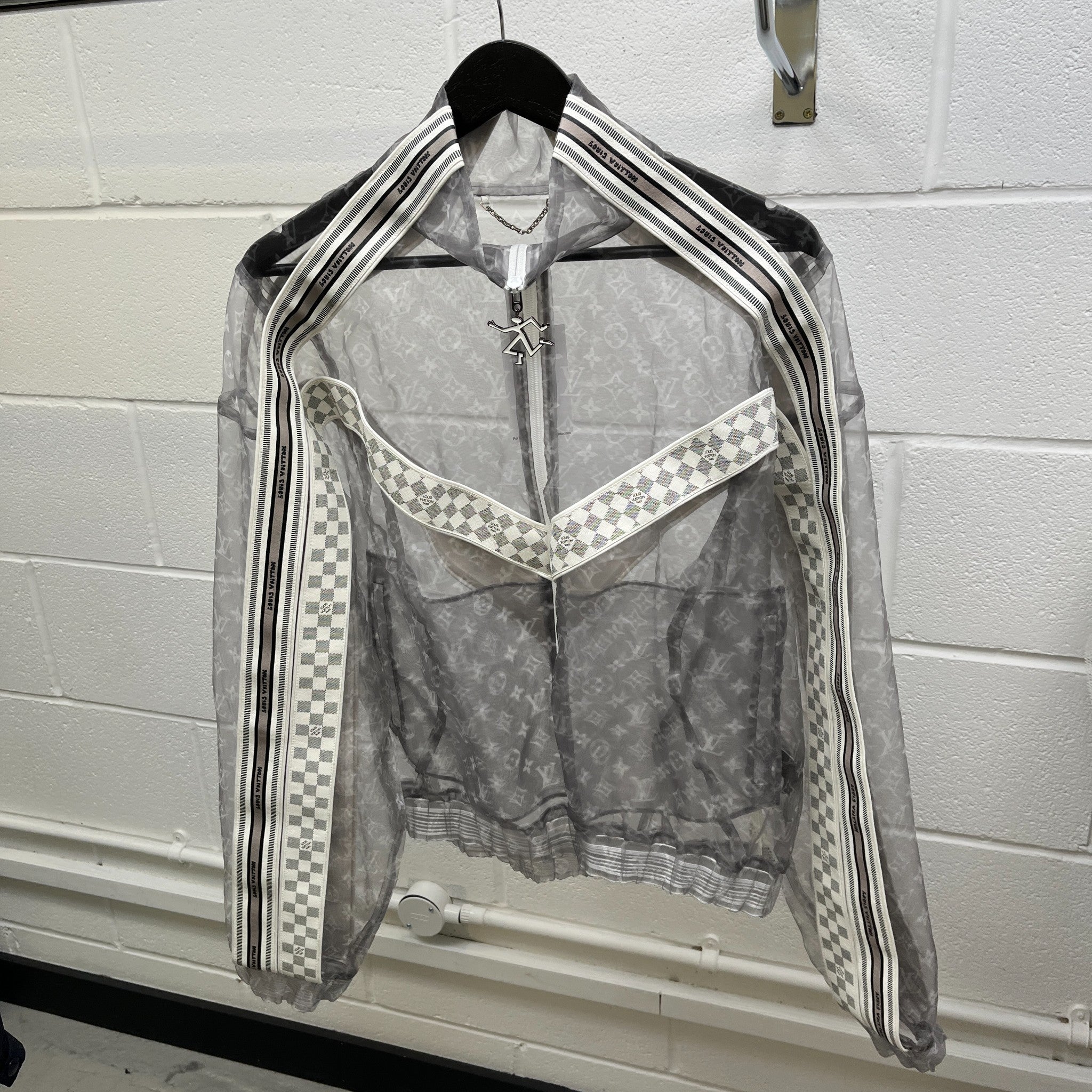 Men's Monogram Organza Padded Blouson Jacket Grey Size L