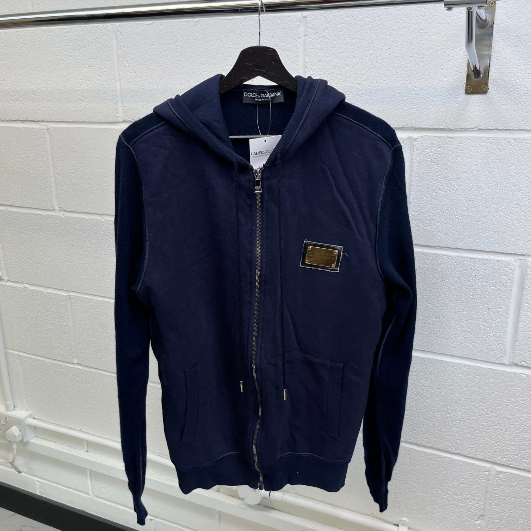 Men's Dg Logo Plaque Zip Up Hoodie Navy Size IT 50 / UK L