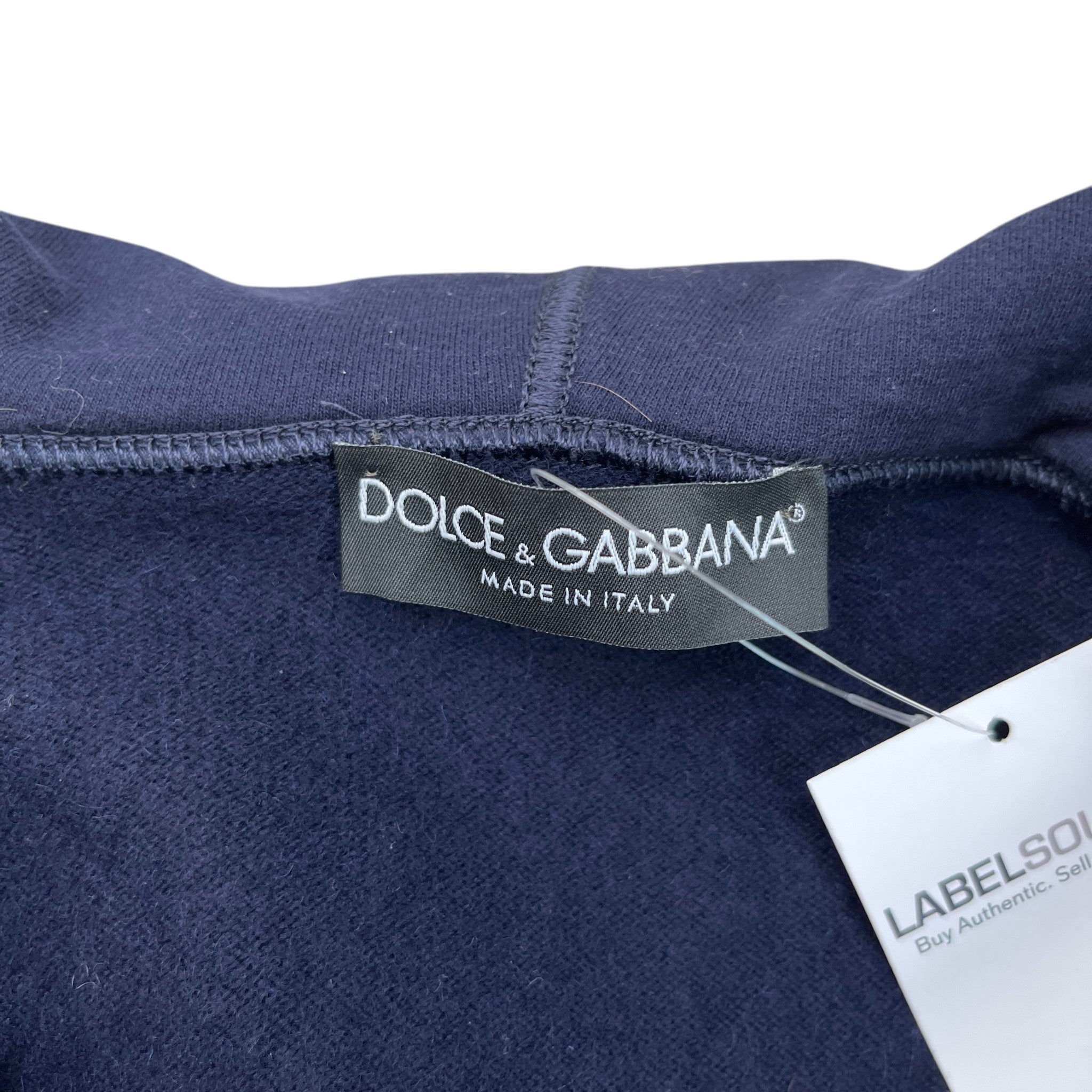 Men's Dg Logo Plaque Zip Up Hoodie Navy Size IT 50 / UK L