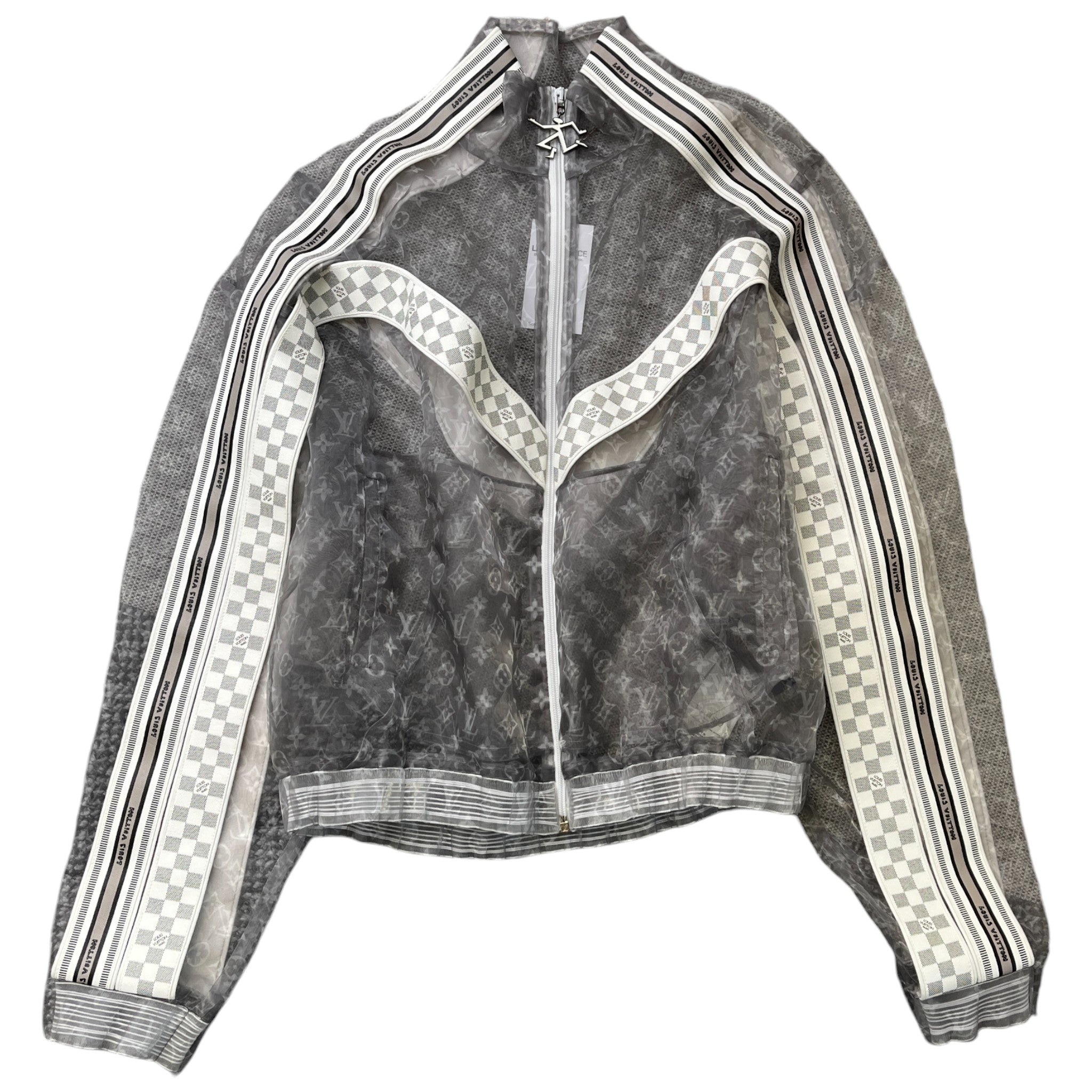 Men's Monogram Organza Padded Blouson Jacket Grey Size L