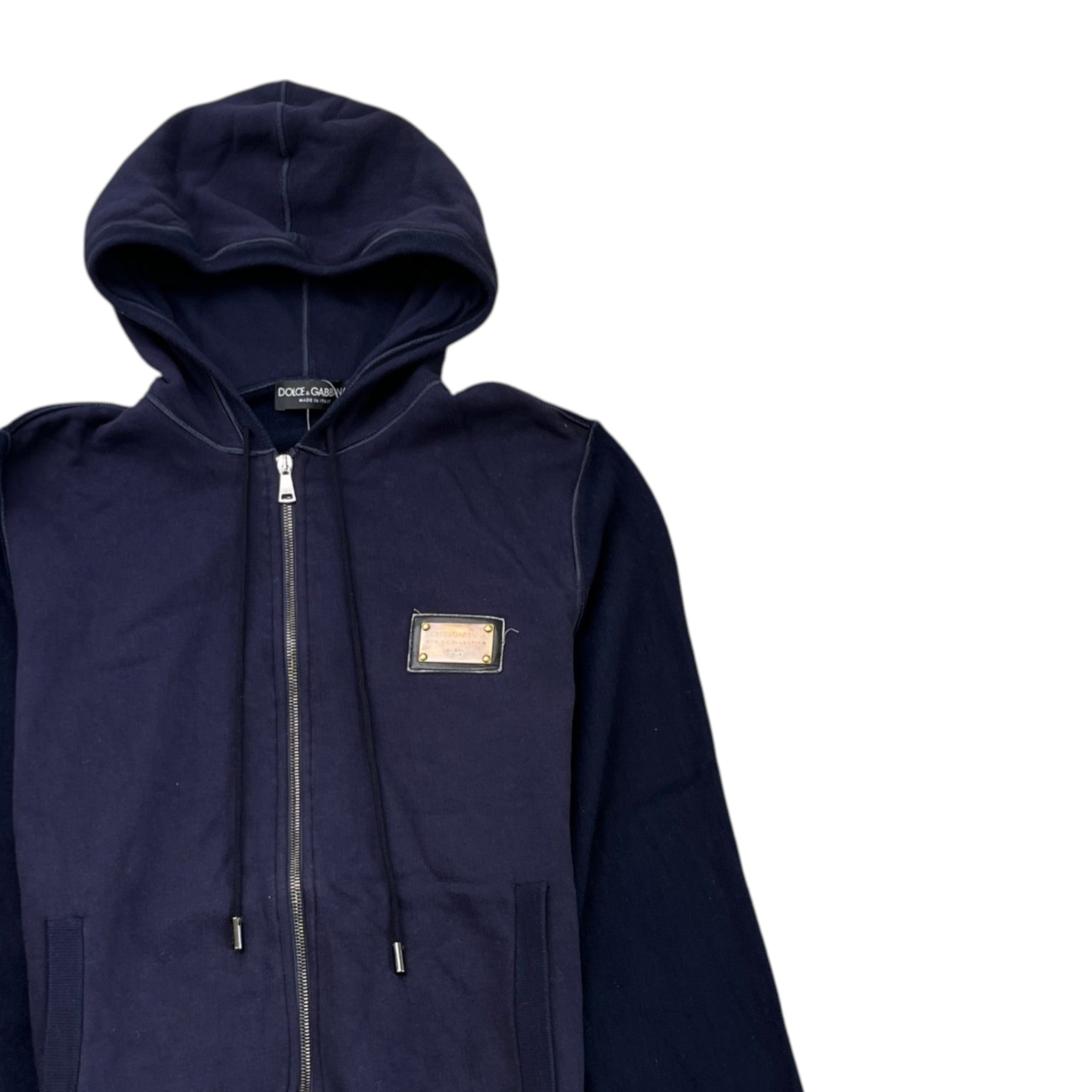 Men's Dg Logo Plaque Zip Up Hoodie Navy Size IT 50 / UK L