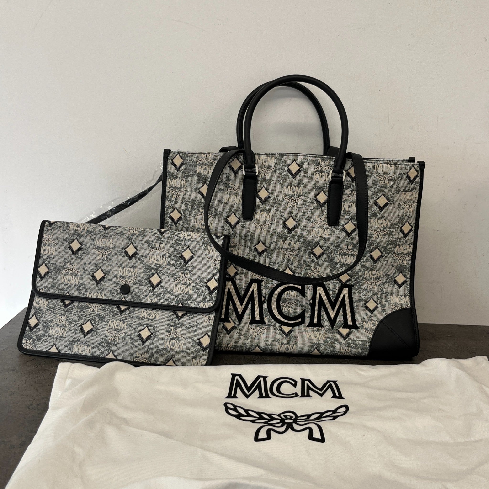 Women's Monogram Large Jacquard Tote Bag Navy