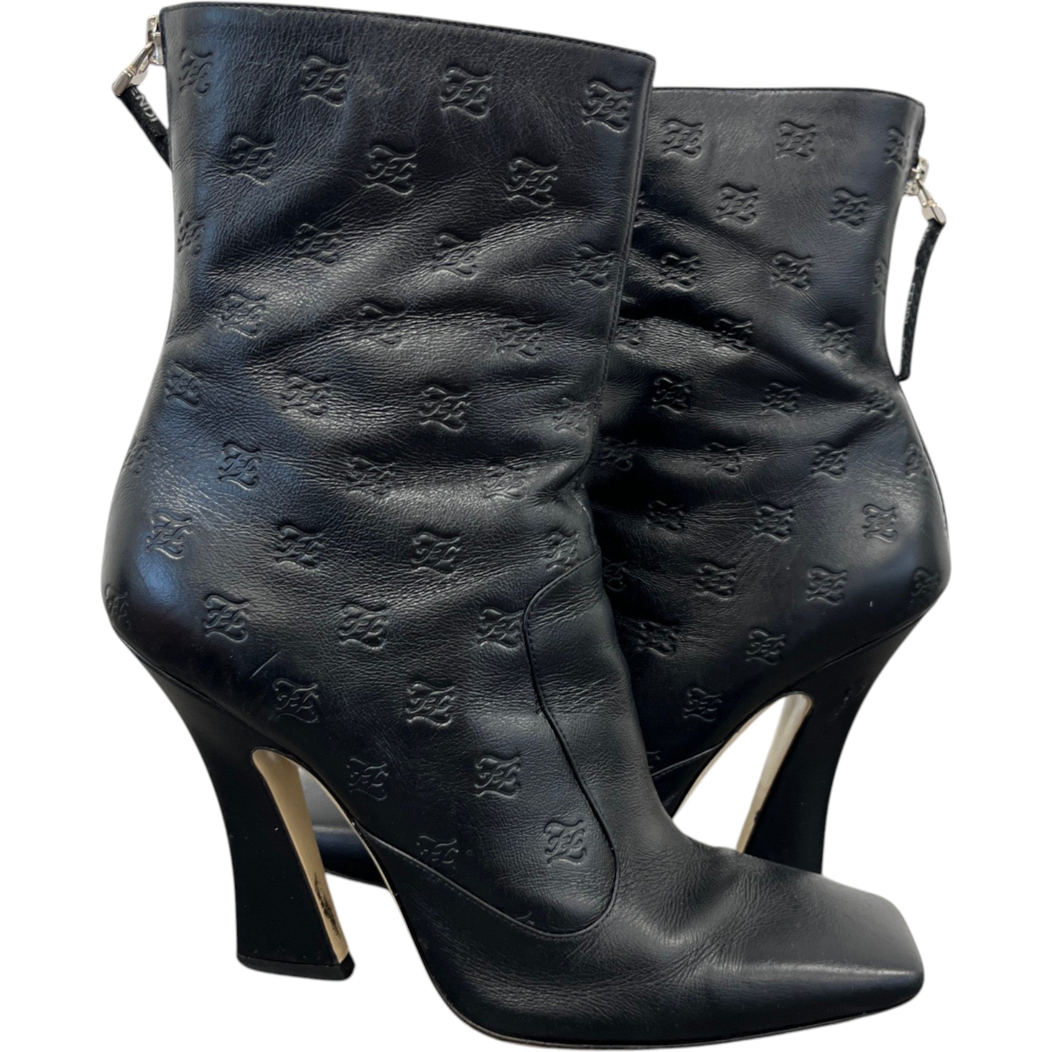 Women's Embossed Leather Boots Black Size EU 39 / UK 6