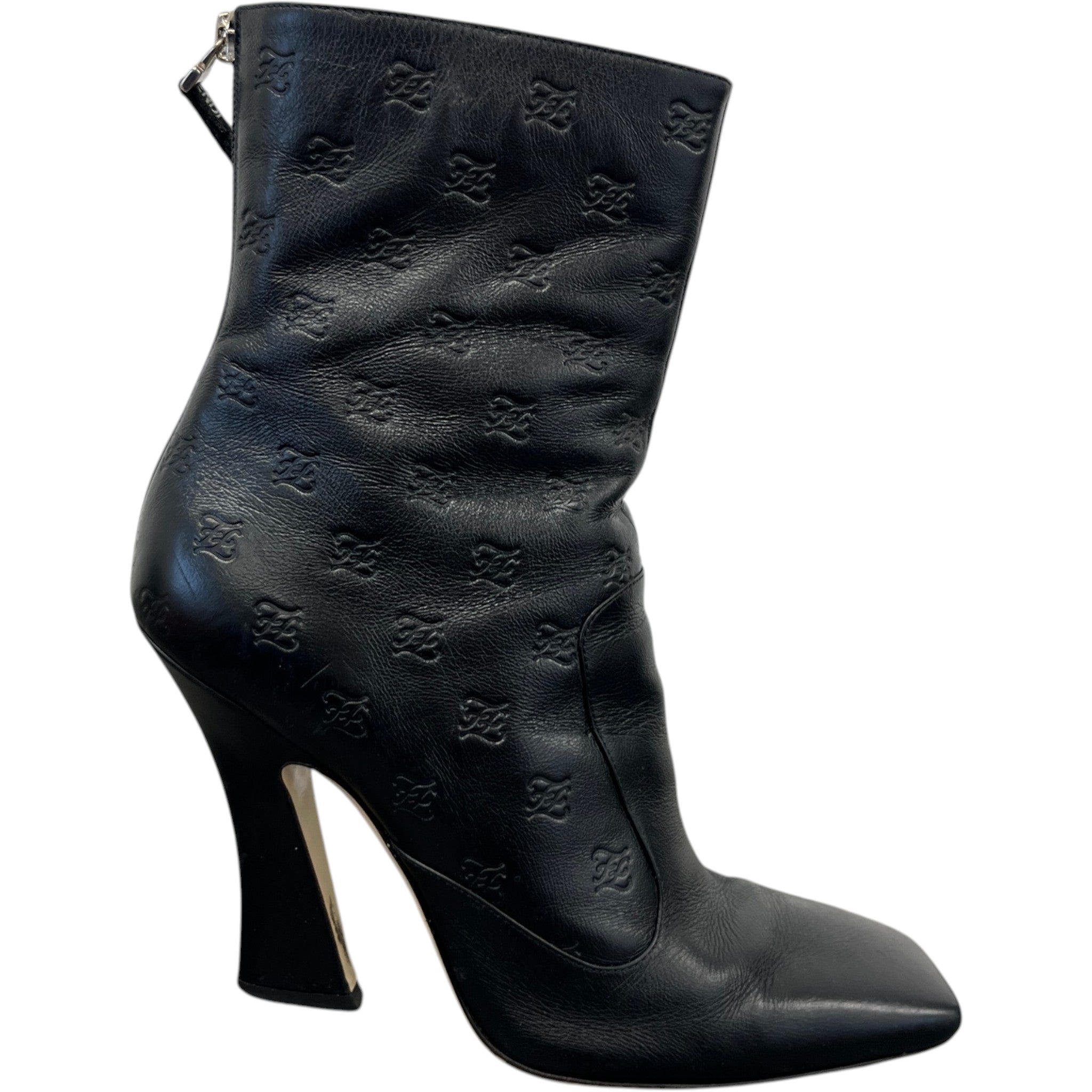 Women's Embossed Leather Boots Black Size EU 39 / UK 6