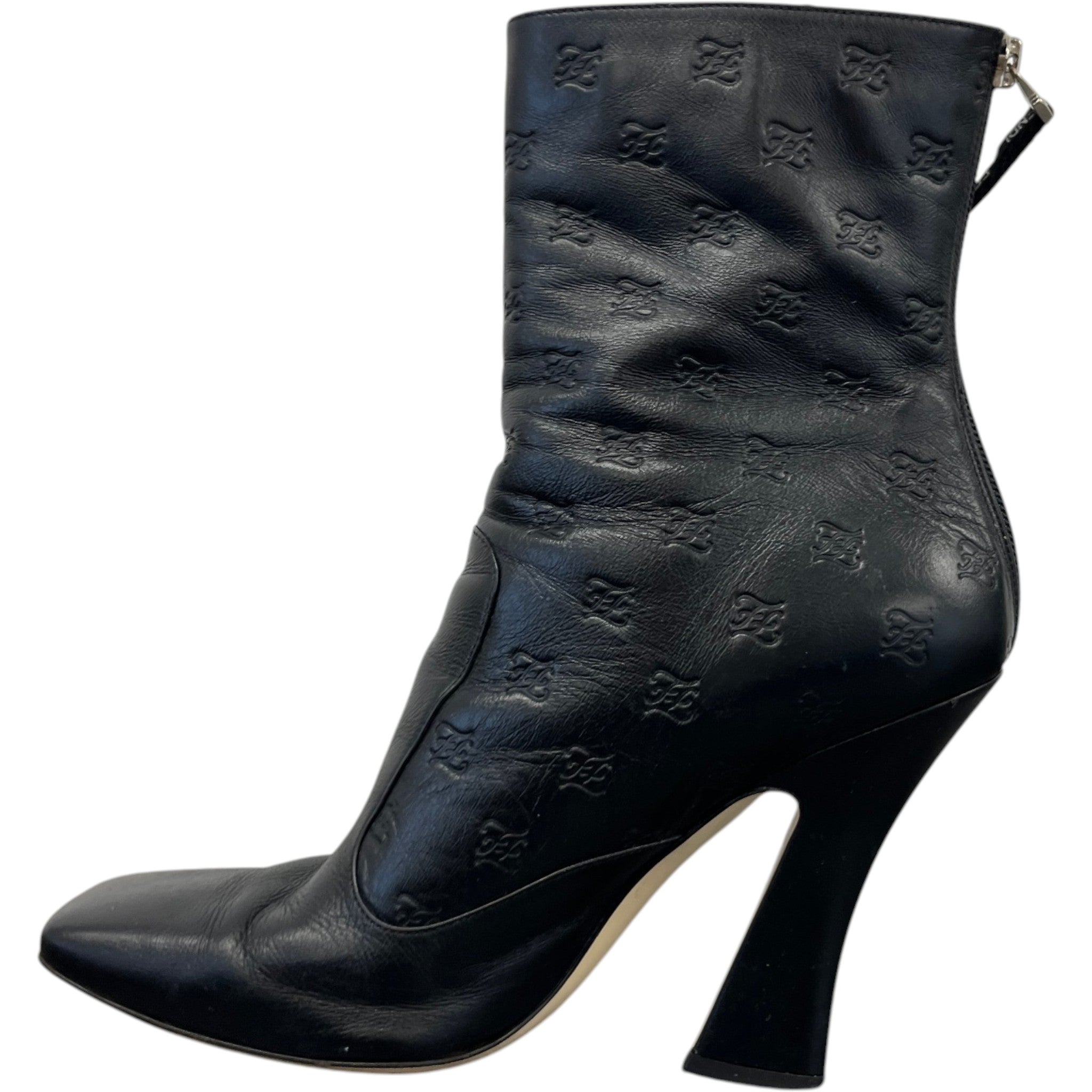Women's Embossed Leather Boots Black Size EU 39 / UK 6