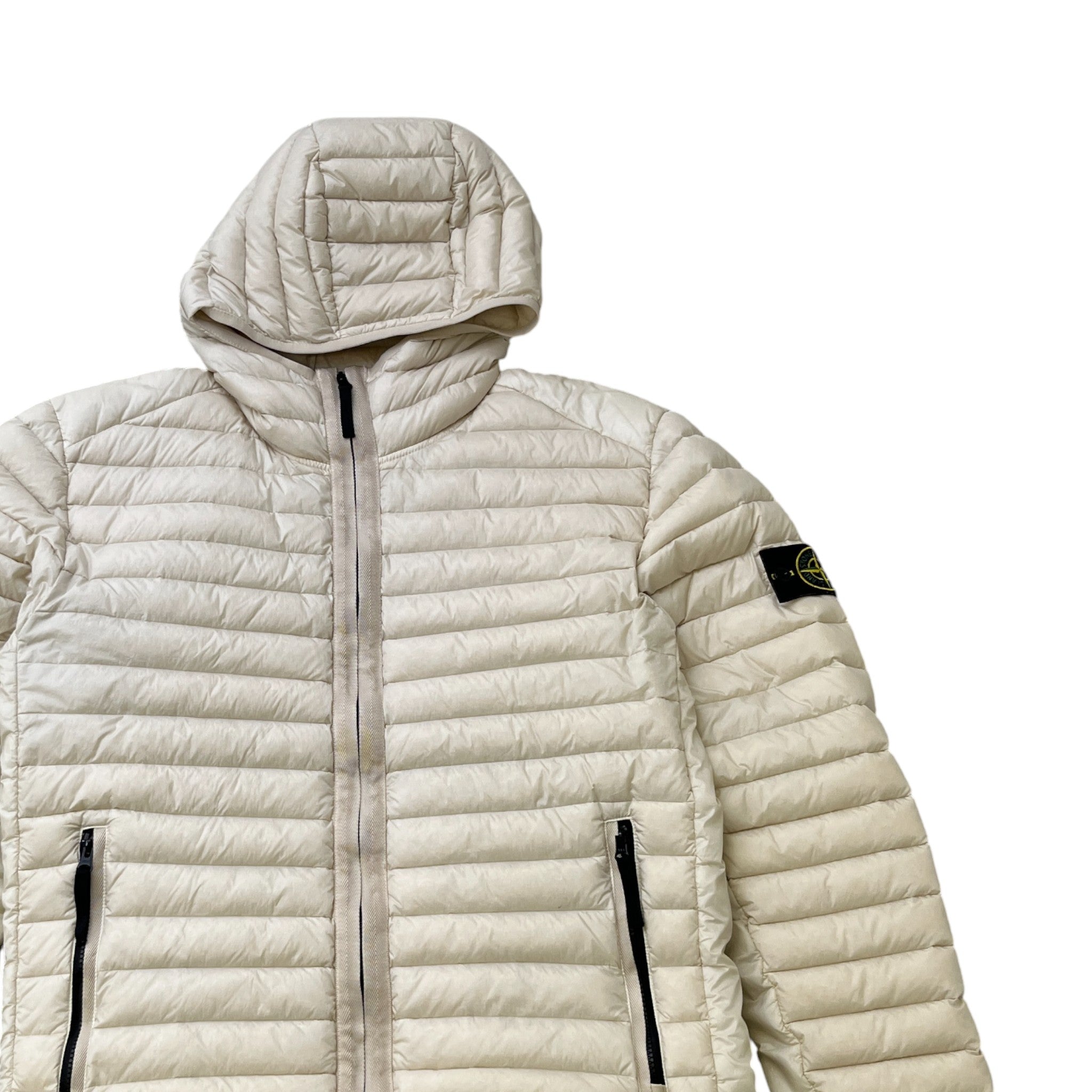 Men's Loom Woven Chambers Down Jacket Cream Size XXL