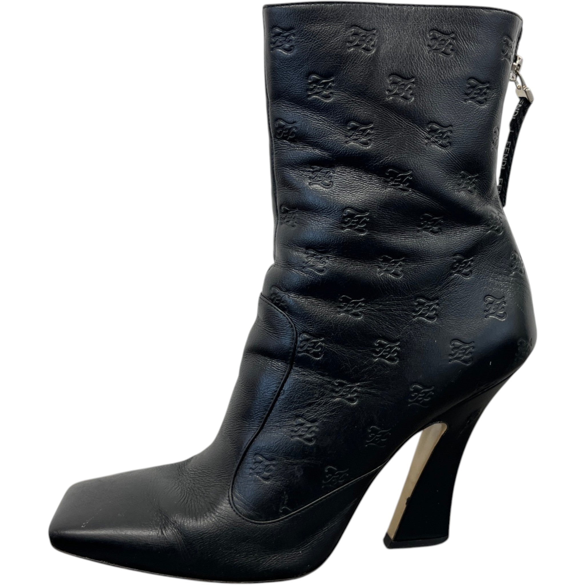 Women's Embossed Leather Boots Black Size EU 39 / UK 6