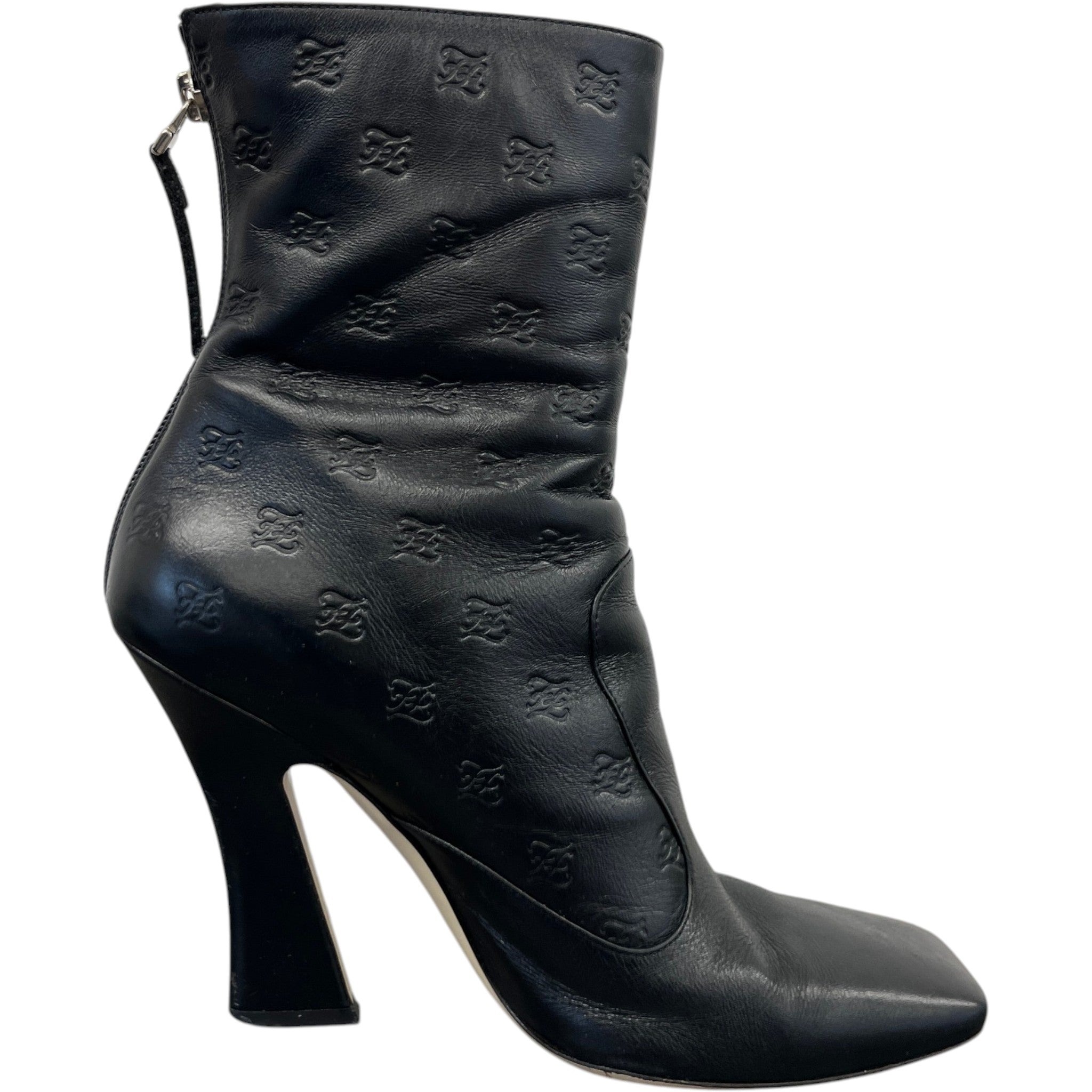 Women's Embossed Leather Boots Black Size EU 39 / UK 6