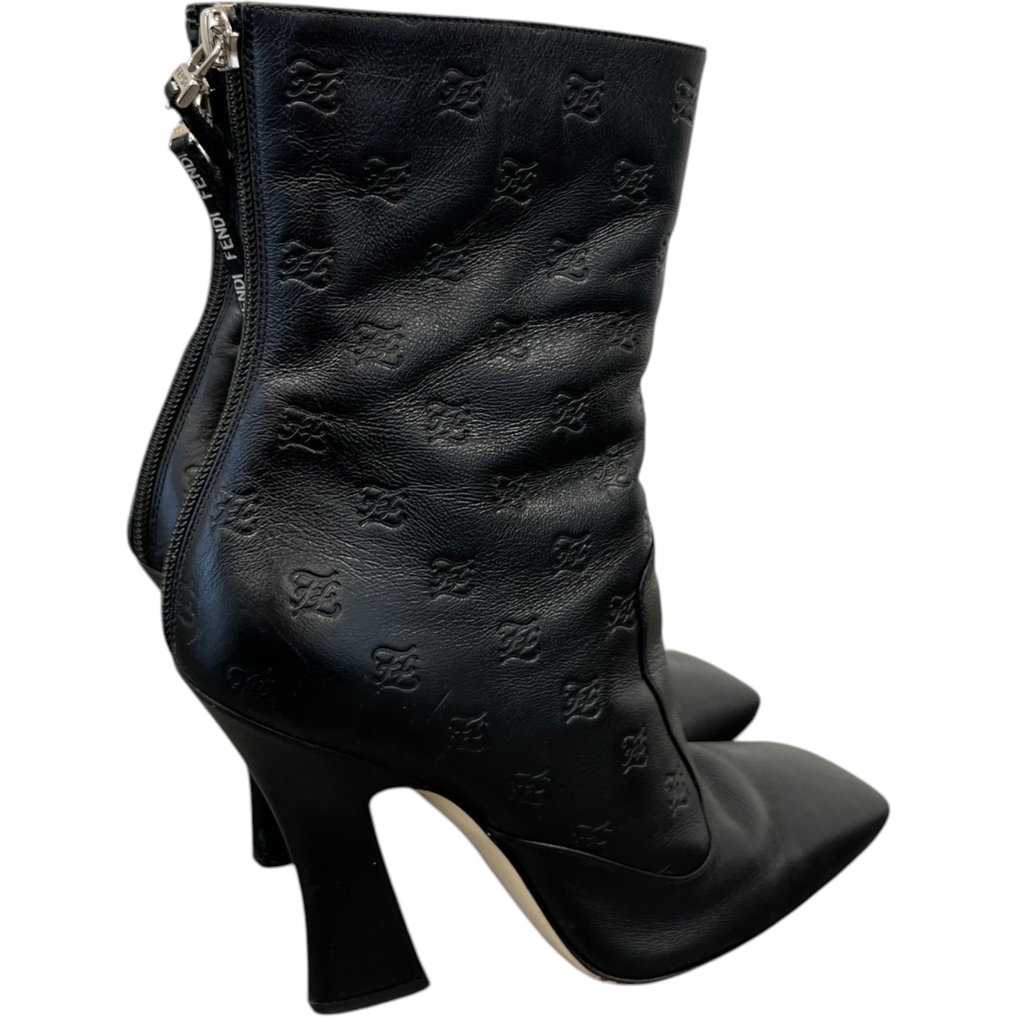 Women's Embossed Leather Boots Black Size EU 39 / UK 6
