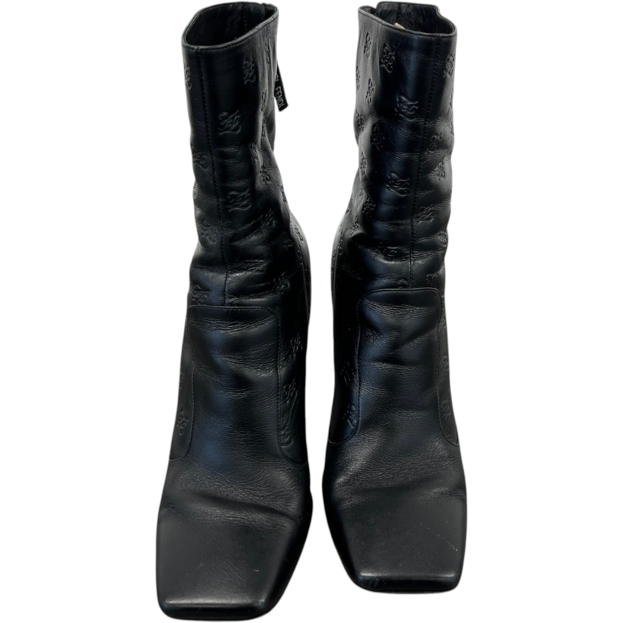 Women's Embossed Leather Boots Black Size EU 39 / UK 6