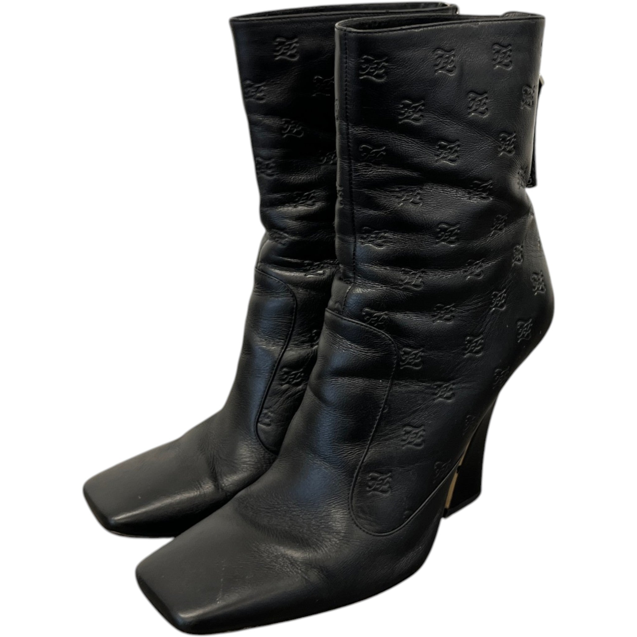 Women's Embossed Leather Boots Black Size EU 39 / UK 6