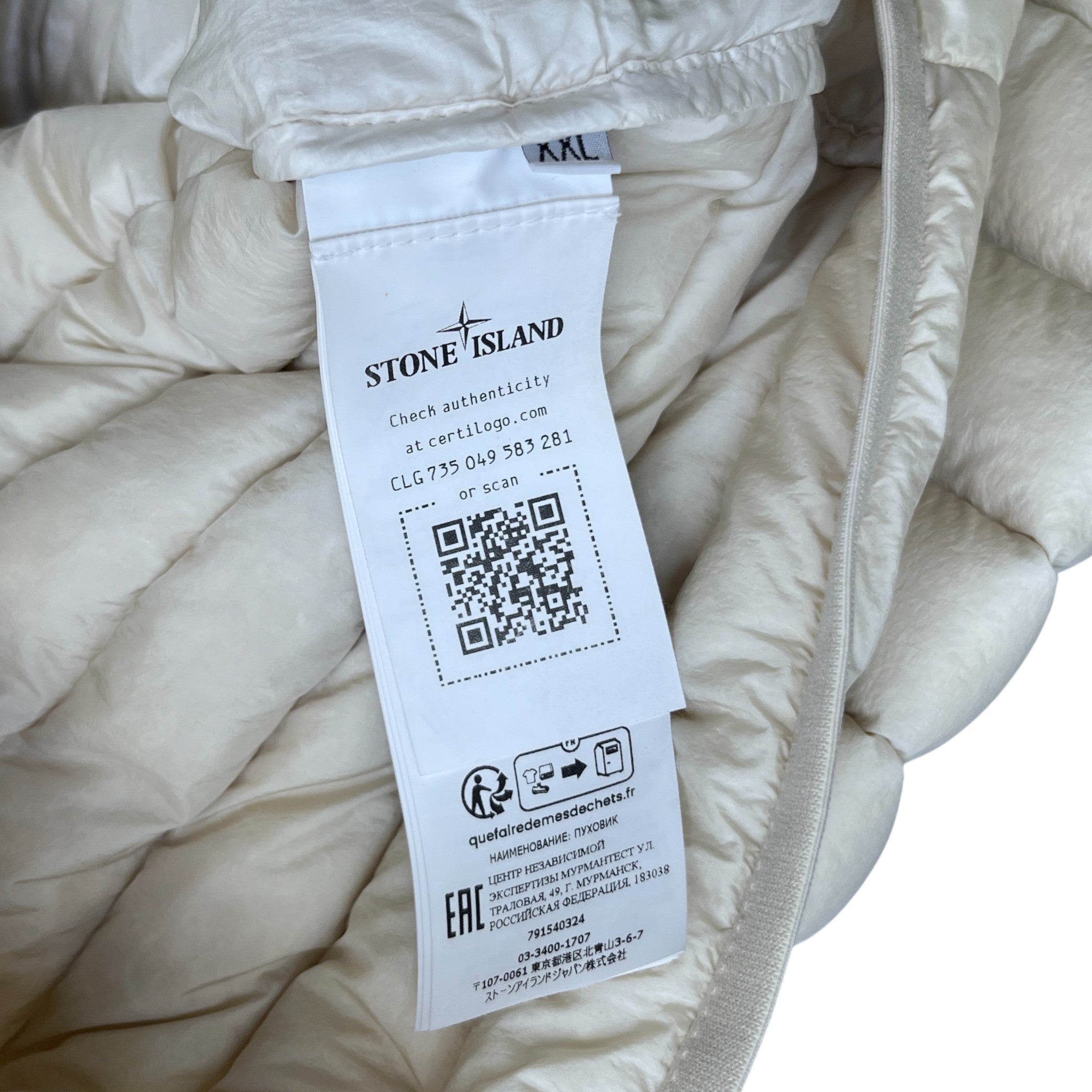 Men's Loom Woven Chambers Down Jacket Cream Size XXL