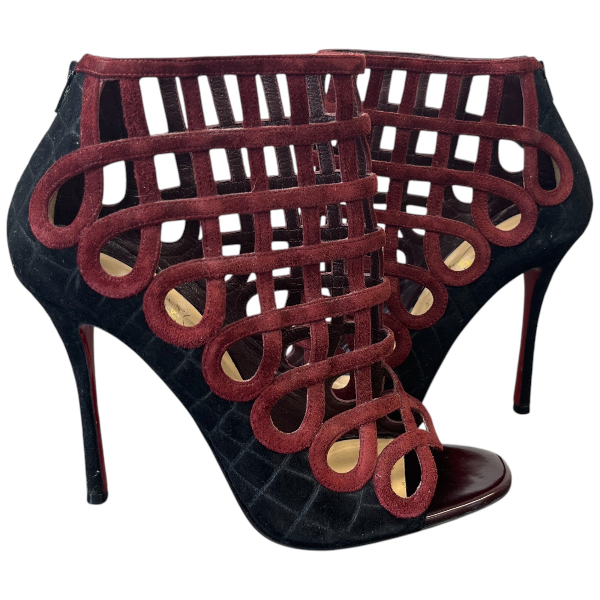 Women's Caged Heels Burgundy Size EU 38.5 / UK 5.5