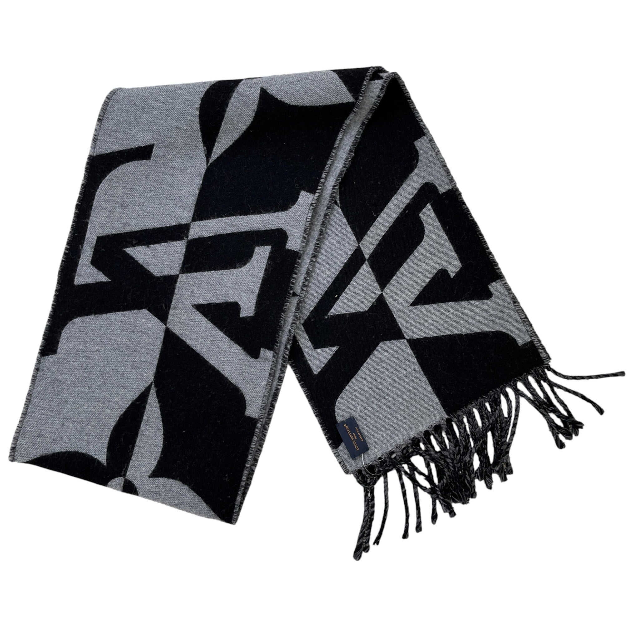 Men's Graphic Dual Scarf Black