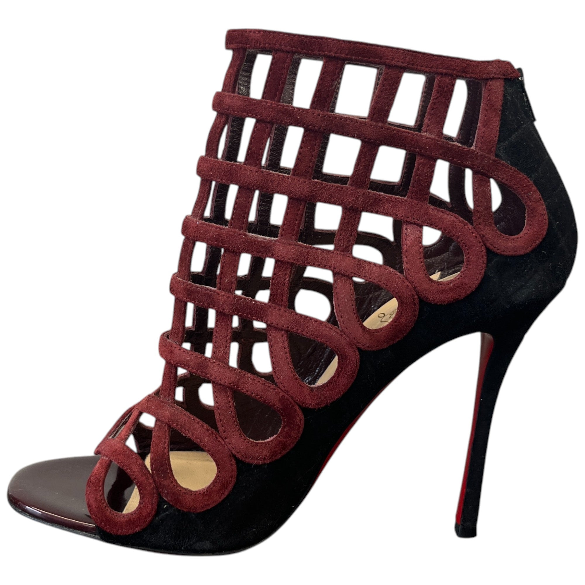 Women's Caged Heels Burgundy Size EU 38.5 / UK 5.5