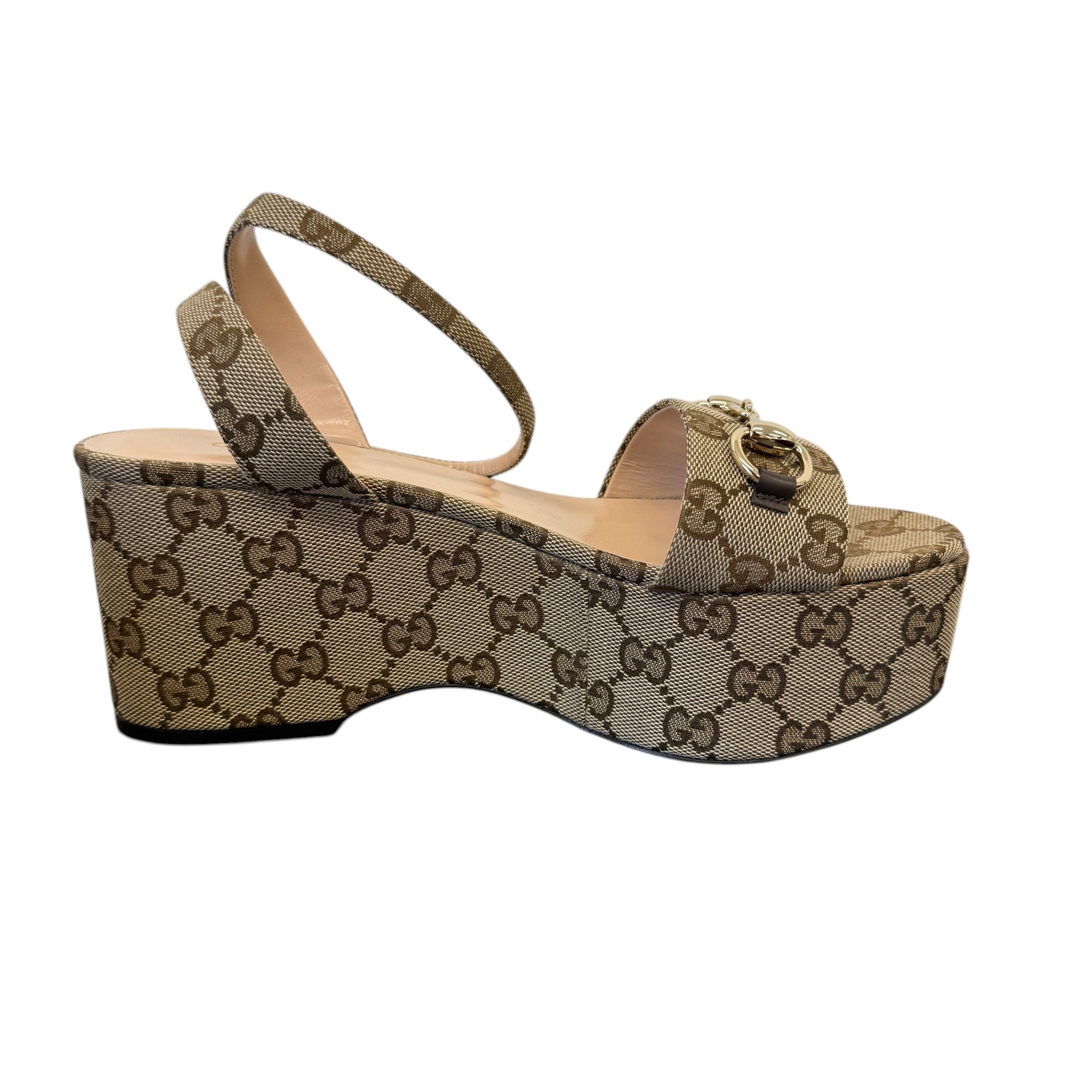 Women's Horsebit Platform Sandals Beige Size EU 37 / UK 4